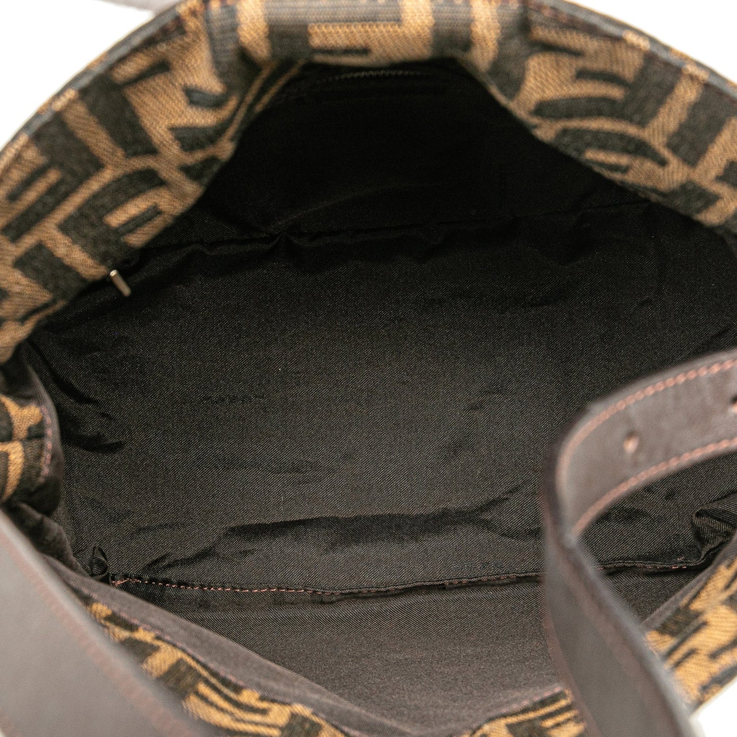 Fendi Zucca Canvas Double Flap Shoulder Bag Brown