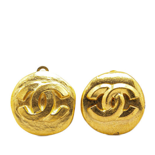 Chanel Gold Plated CC Clip On Earrings Gold