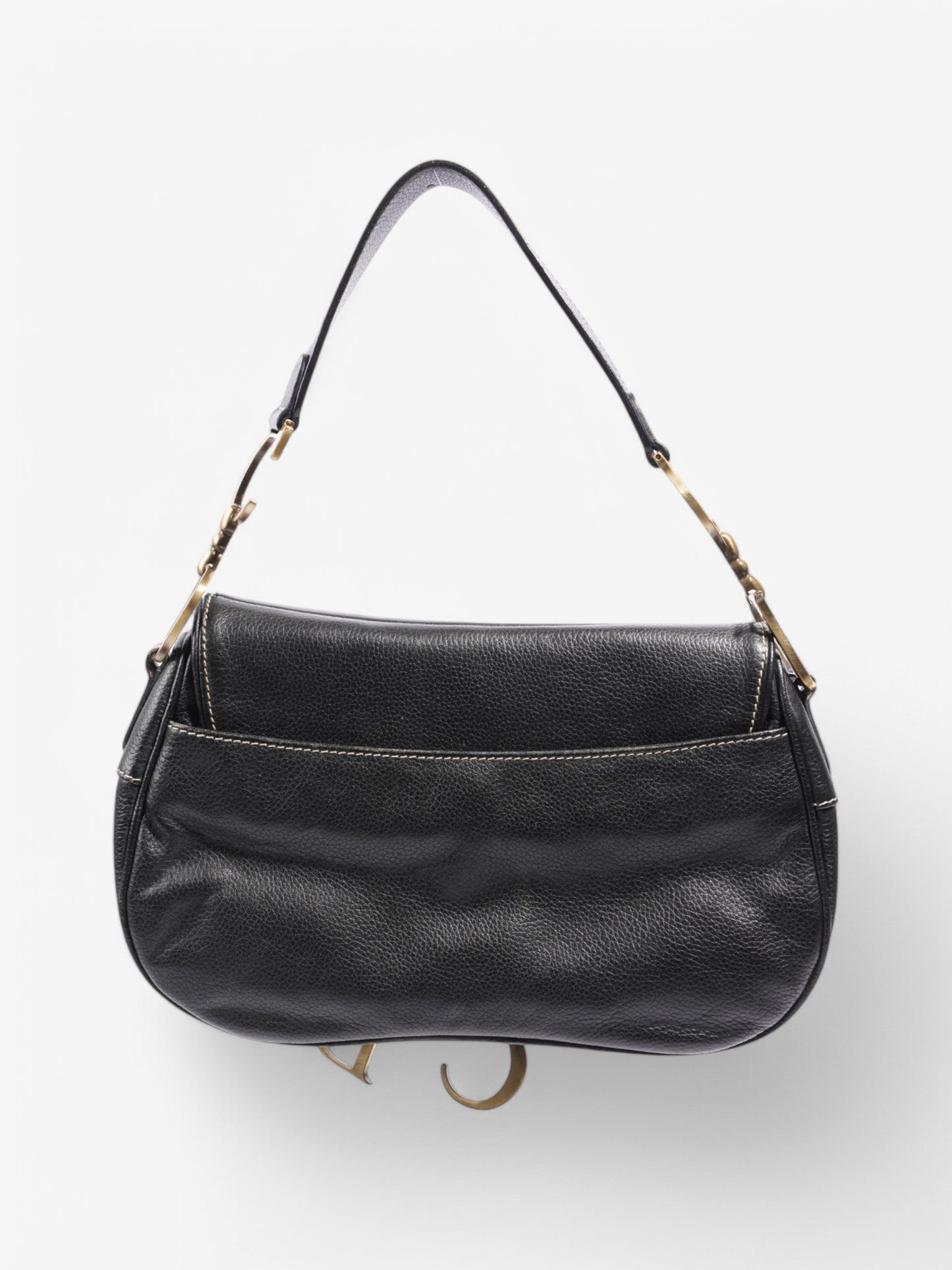 Christian Dior Double Saddle Bag Black Leather