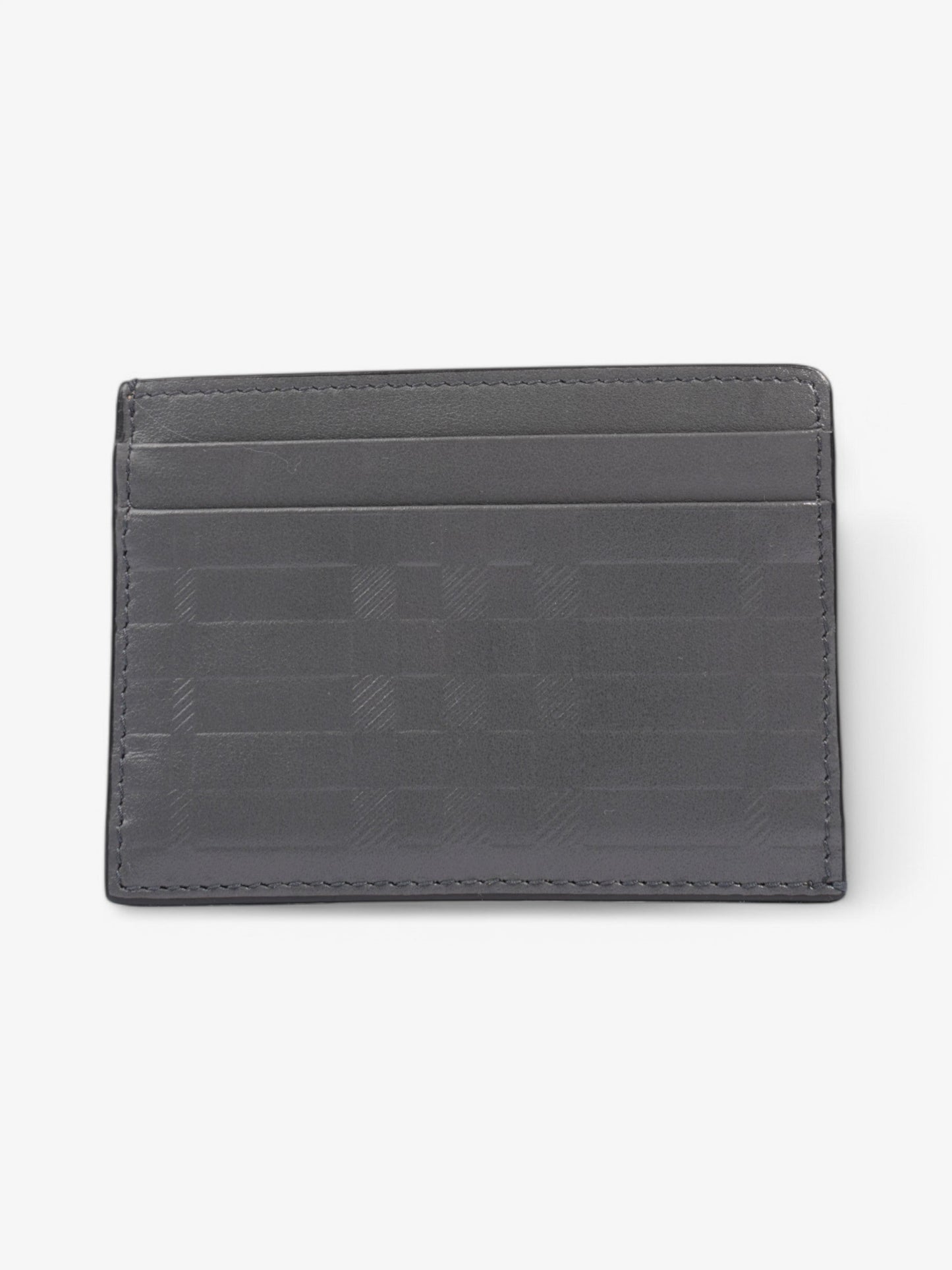 Burberry Embossed Card holder Grey Embossed Leather