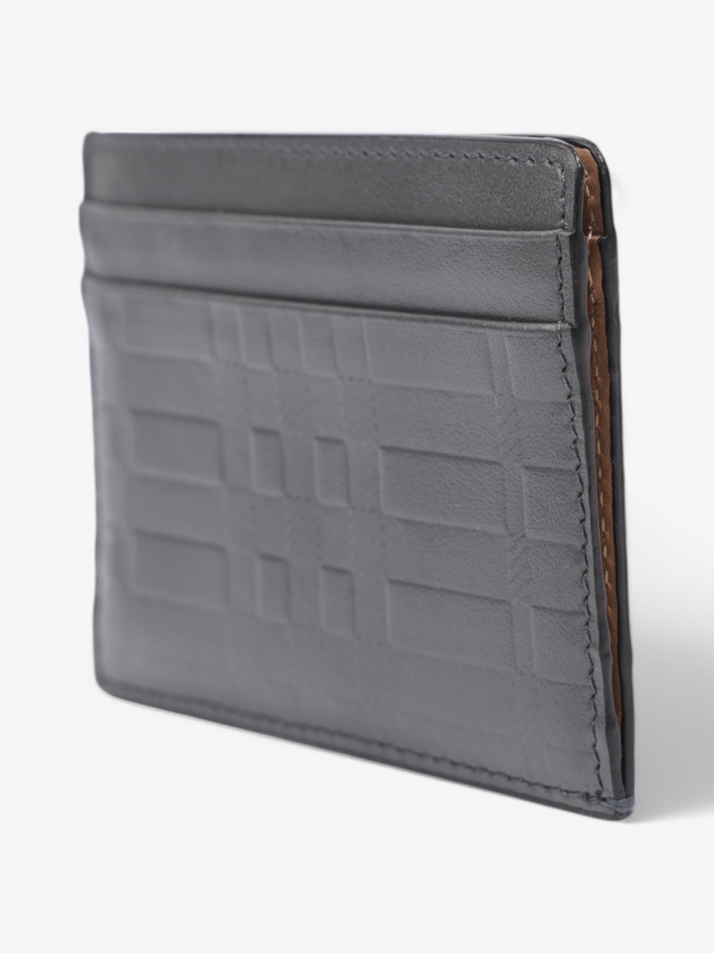 Burberry Embossed Card holder Grey Embossed Leather