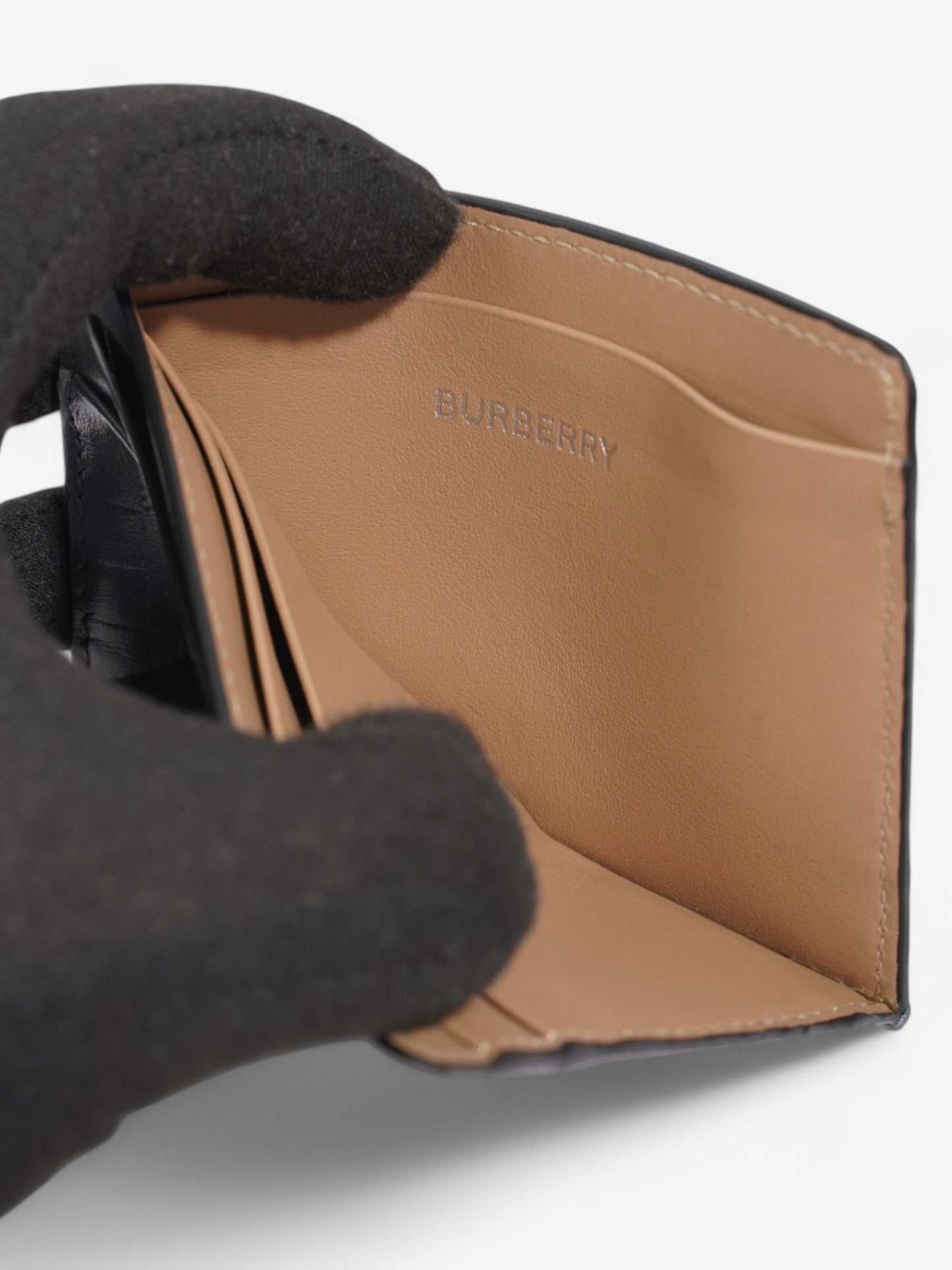 Burberry Embossed Card holder Grey Embossed Leather