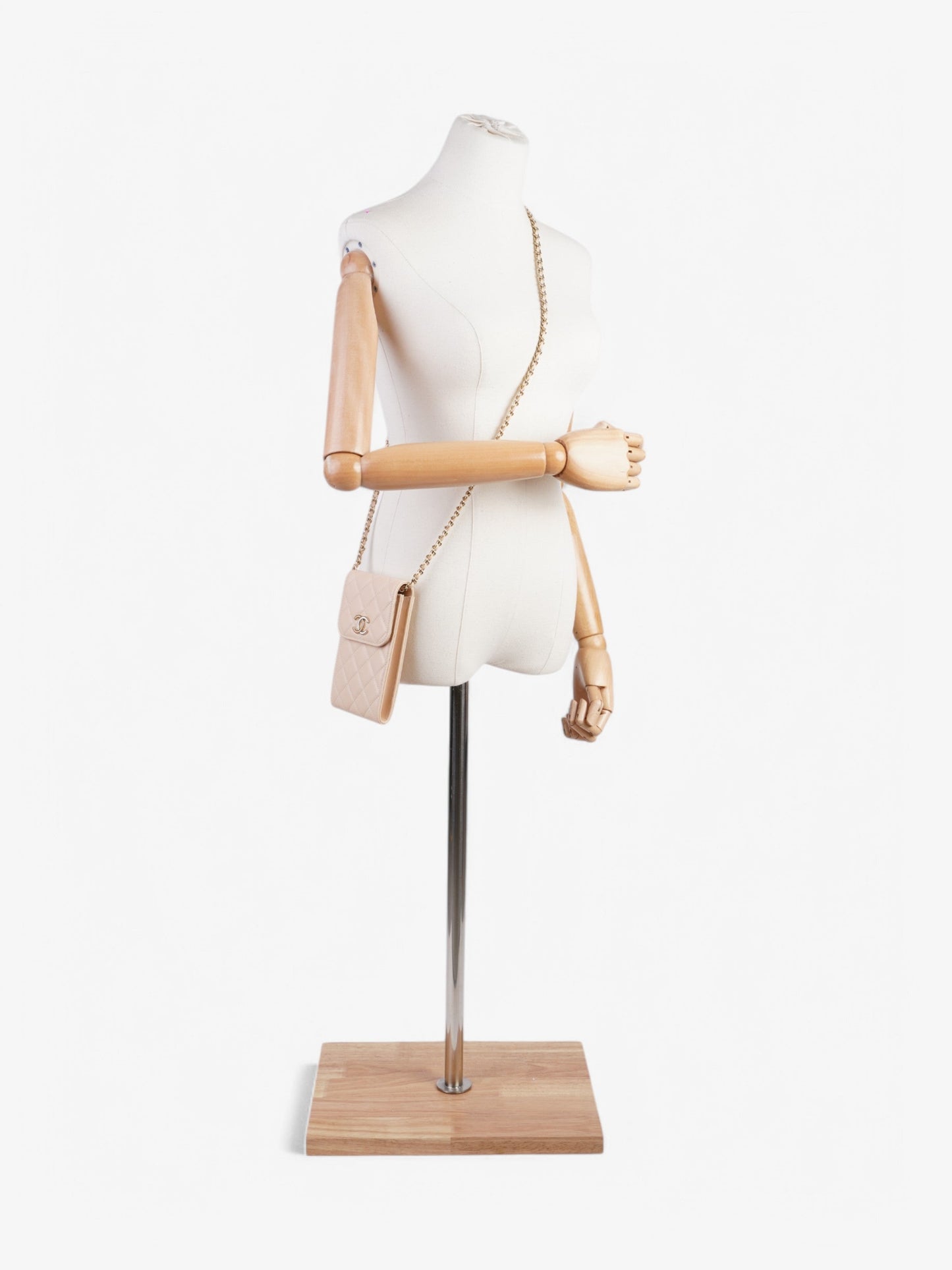 Chanel CC Wallet On Chain Phone Holder Nude Leather
