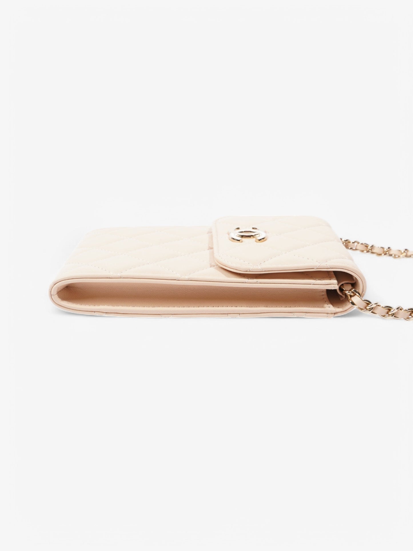 Chanel CC Wallet On Chain Phone Holder Nude Leather