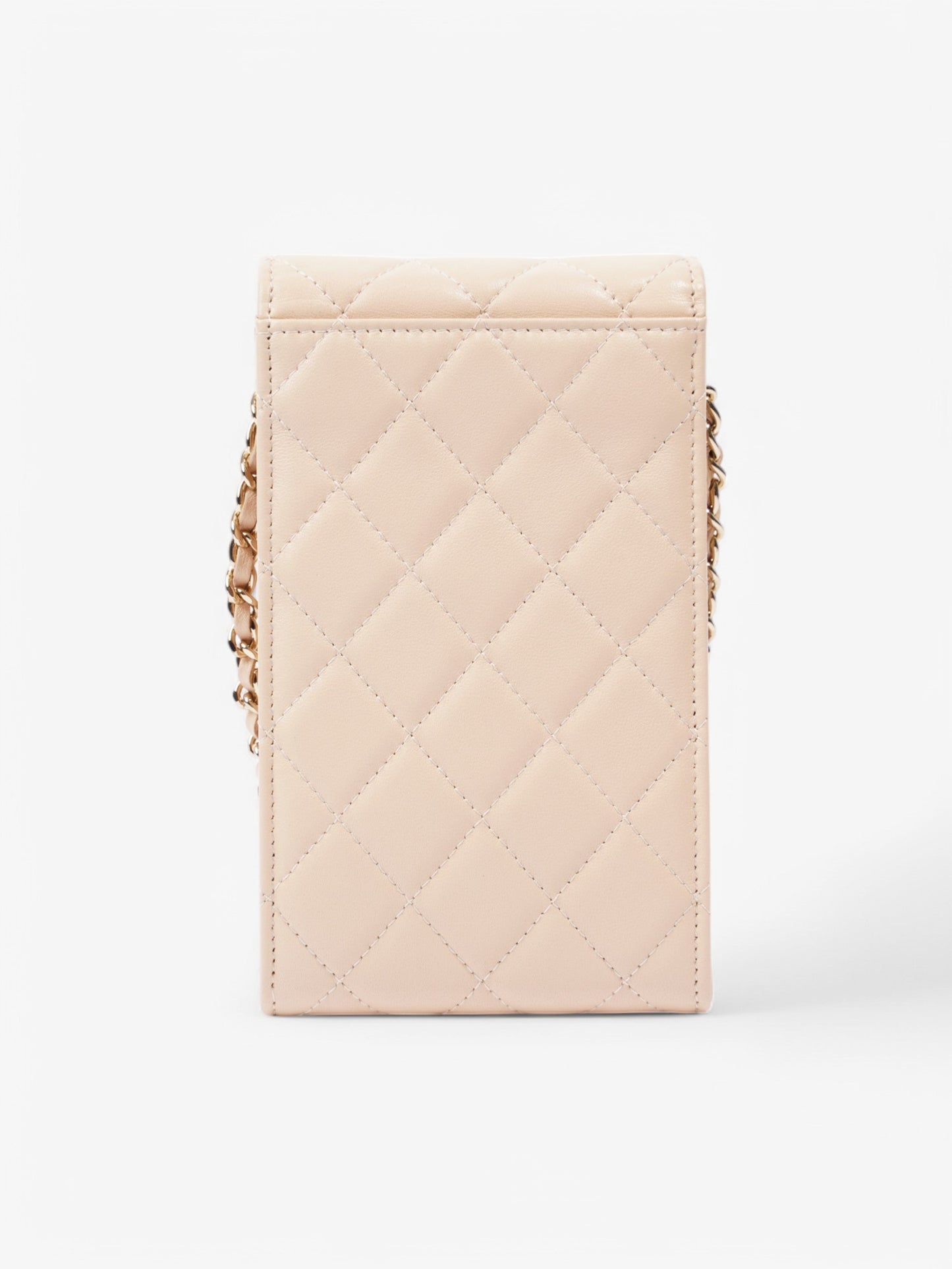 Chanel CC Wallet On Chain Phone Holder Nude Leather