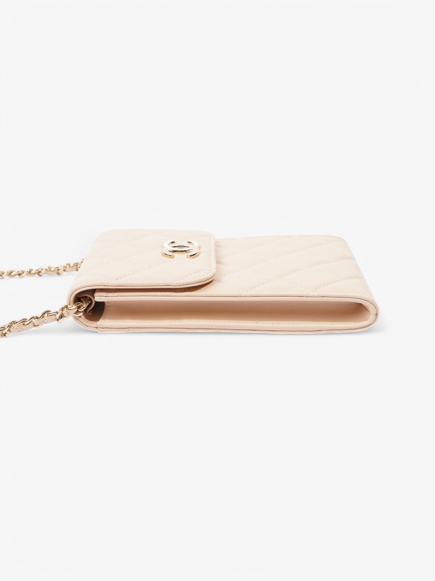 Chanel CC Wallet On Chain Phone Holder Nude Leather