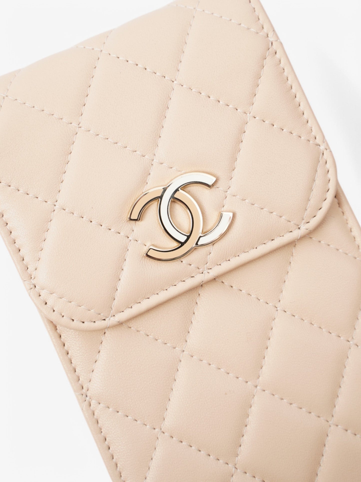 Chanel CC Wallet On Chain Phone Holder Nude Leather