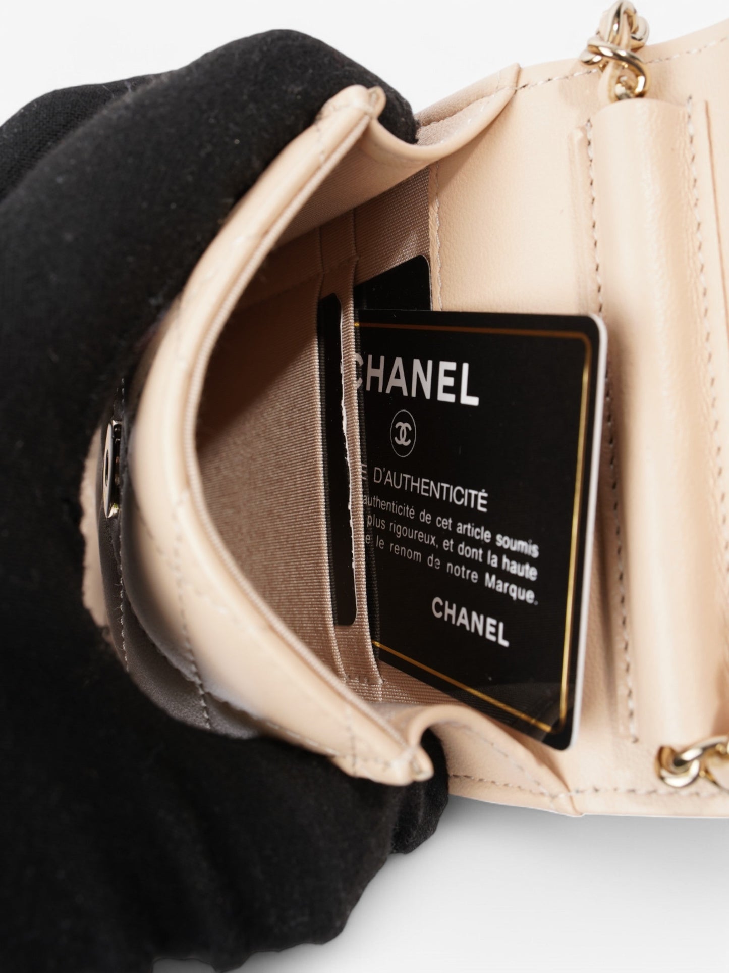 Chanel CC Wallet On Chain Phone Holder Nude Leather