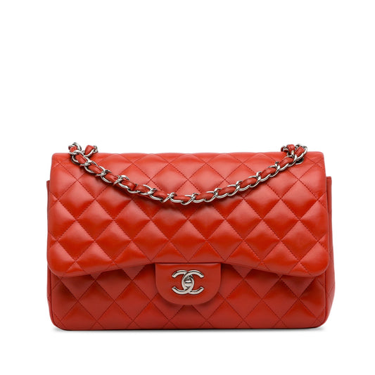 Chanel Jumbo Classic Lambskin Double Flap Orange