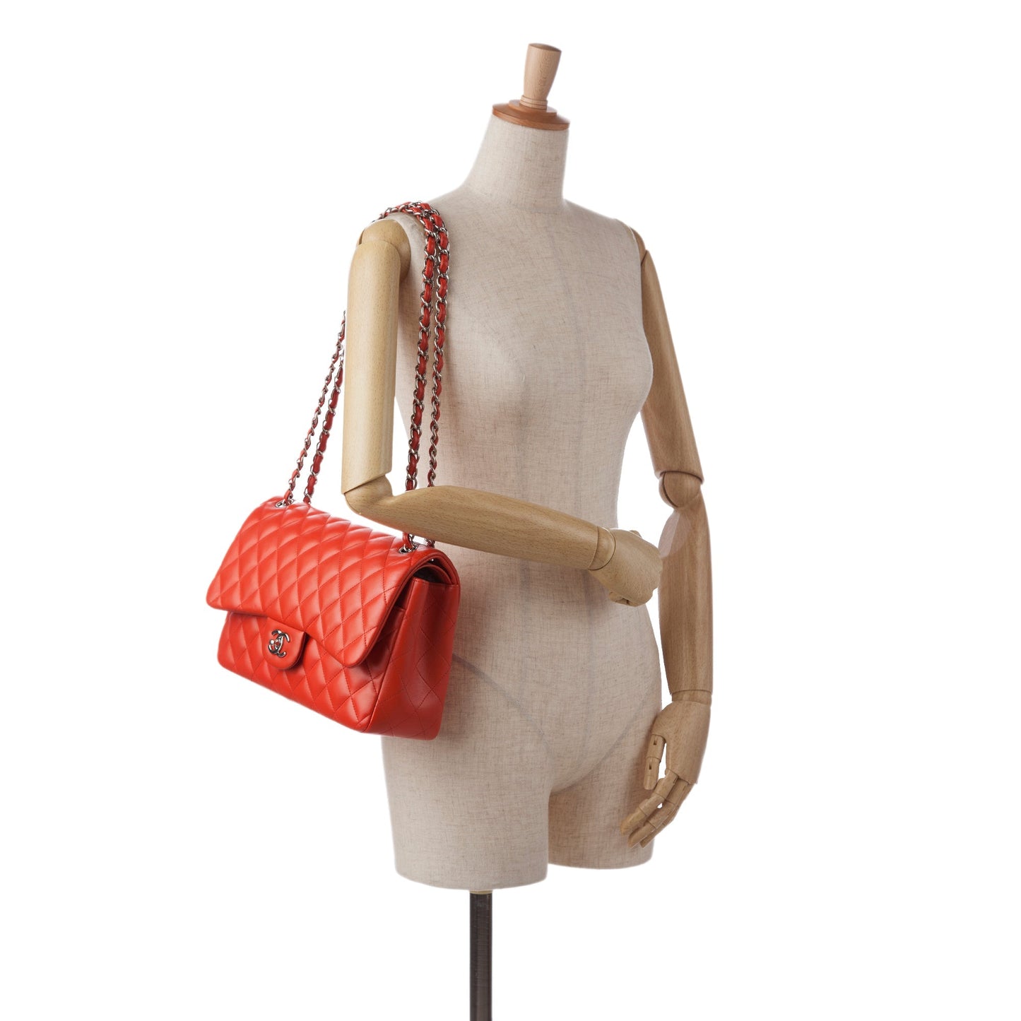Chanel Jumbo Classic Lambskin Double Flap Orange