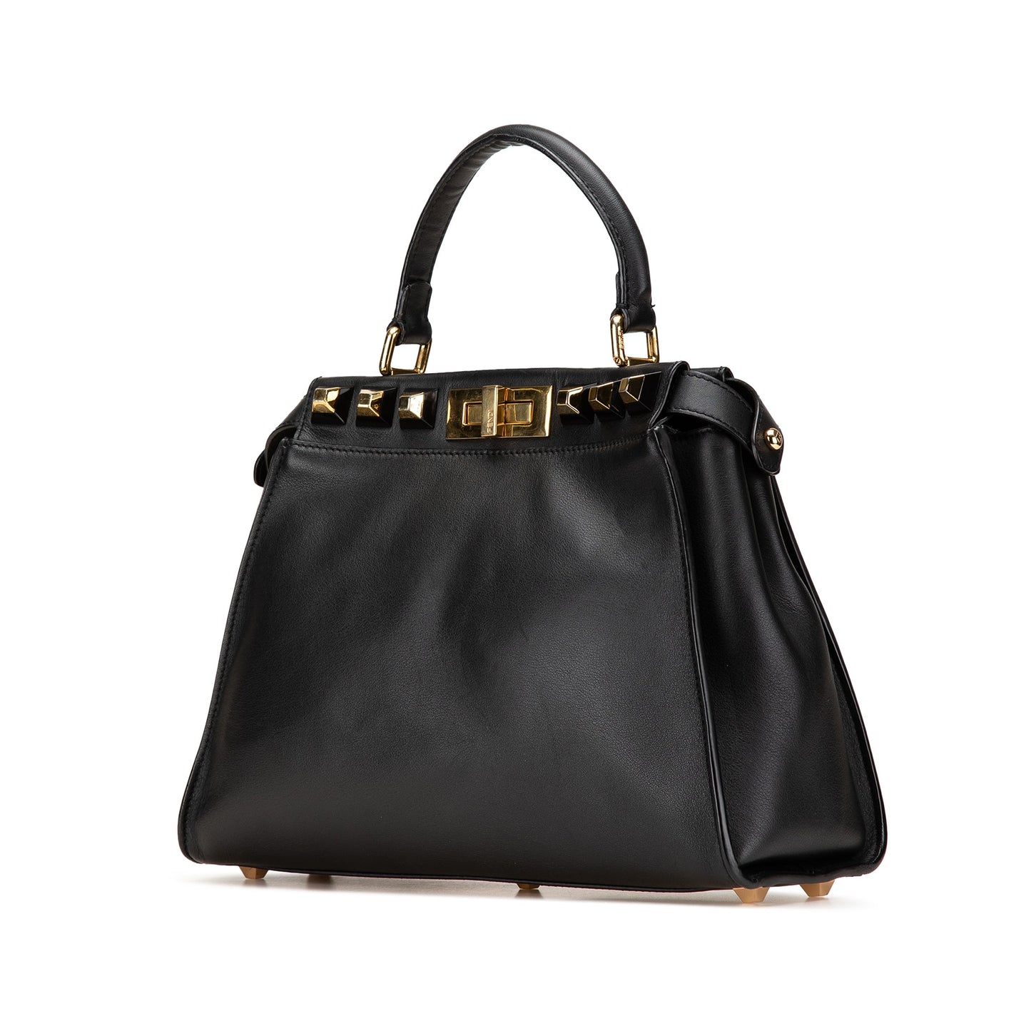 Fendi Medium Studded Leather Peekaboo Satchel Black