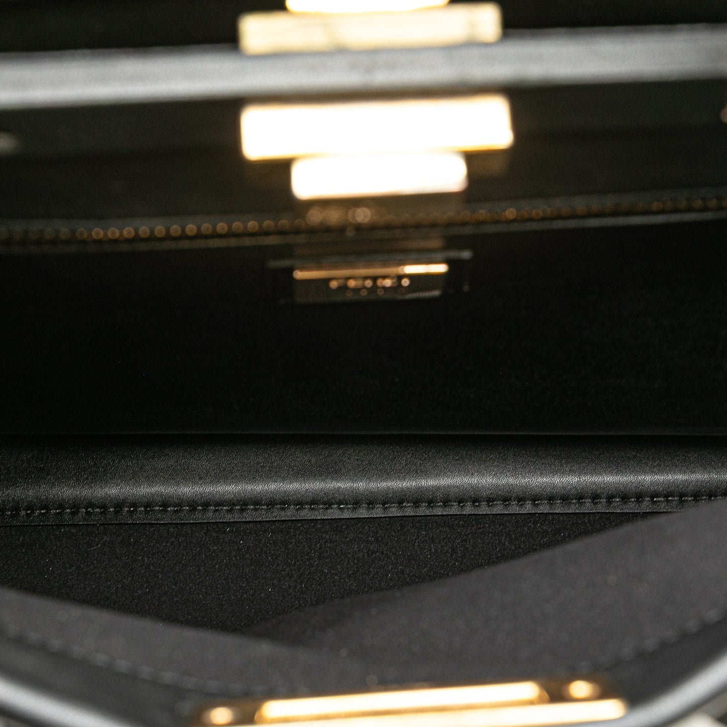 Fendi Medium Studded Leather Peekaboo Satchel Black