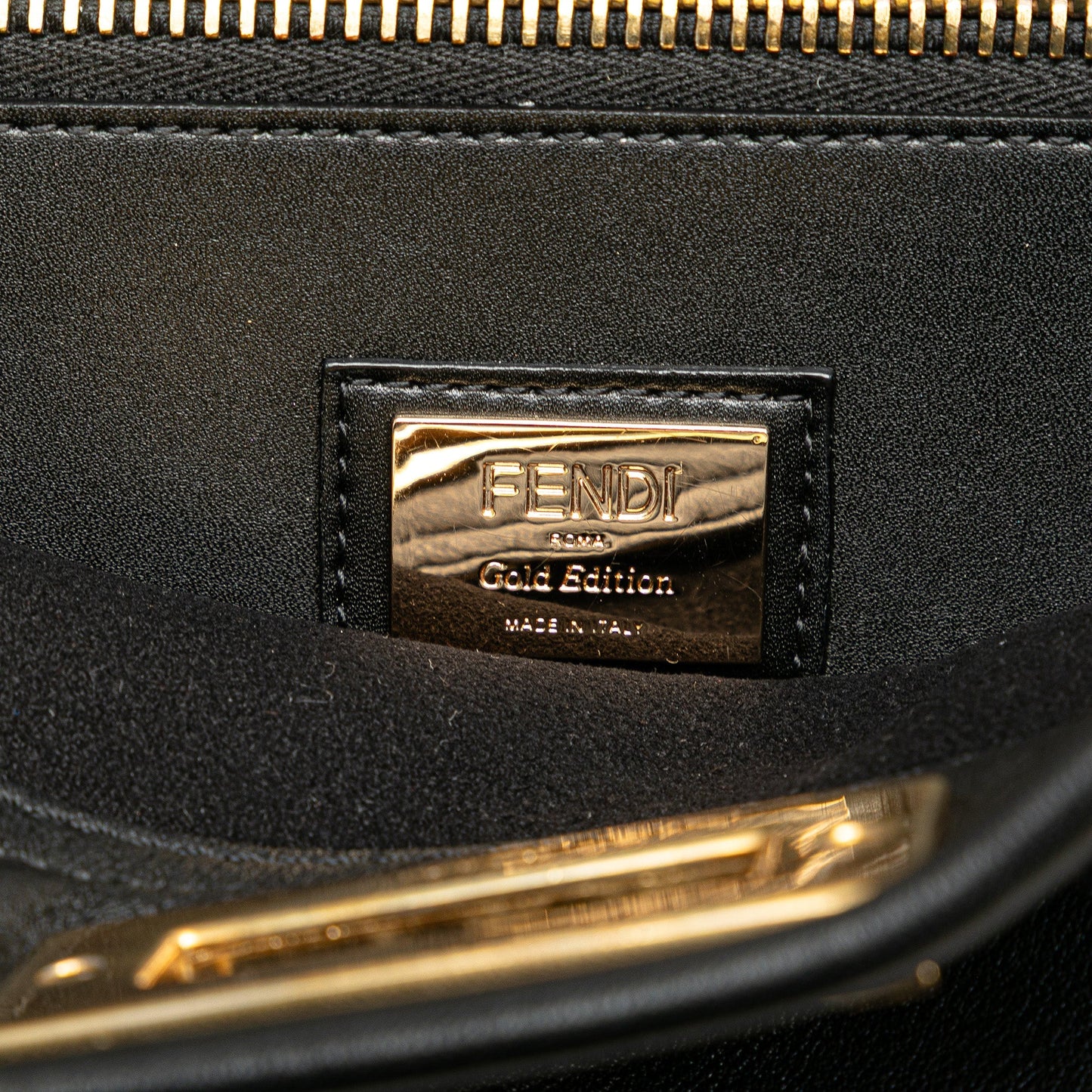 Fendi Medium Studded Leather Peekaboo Satchel Black