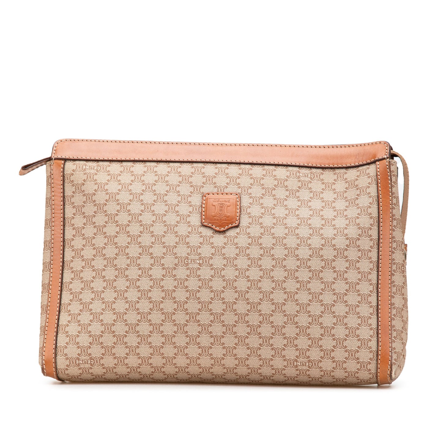 Celine Macadam Coated Canvas Clutch Brown