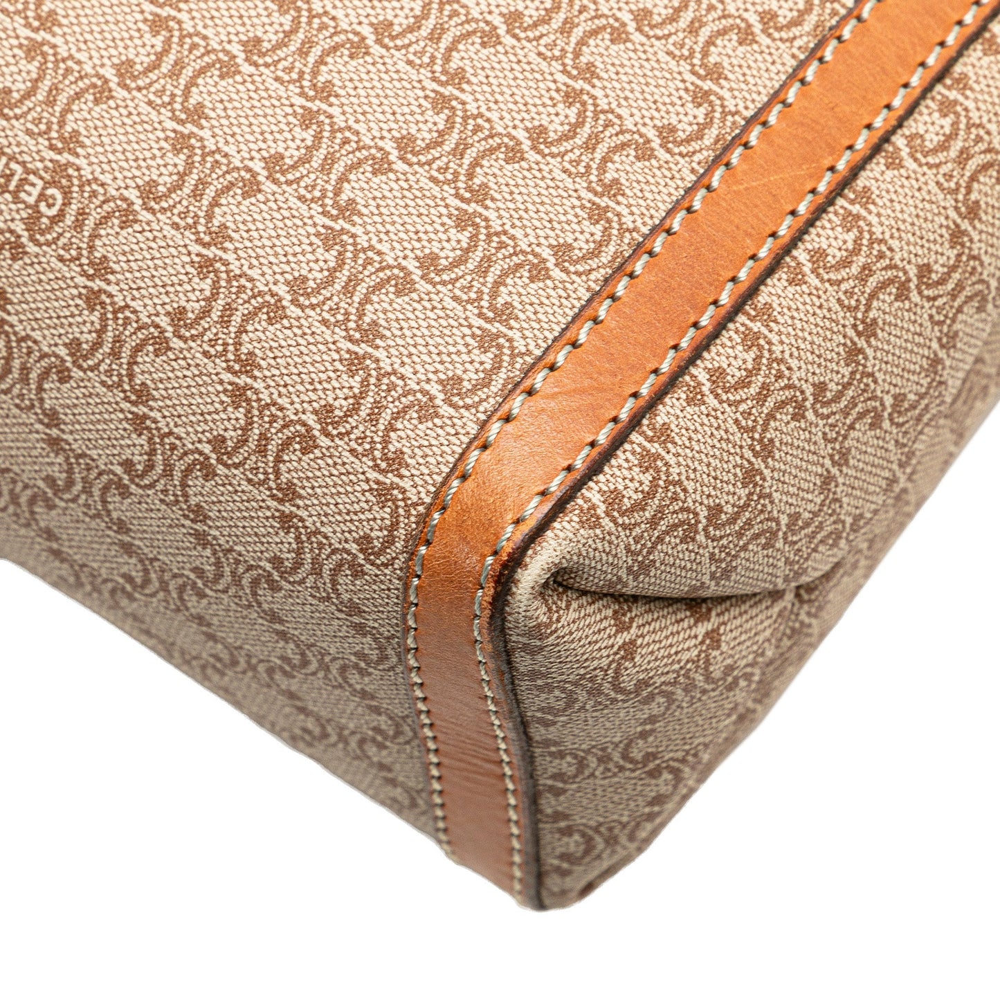 Celine Macadam Coated Canvas Clutch Brown