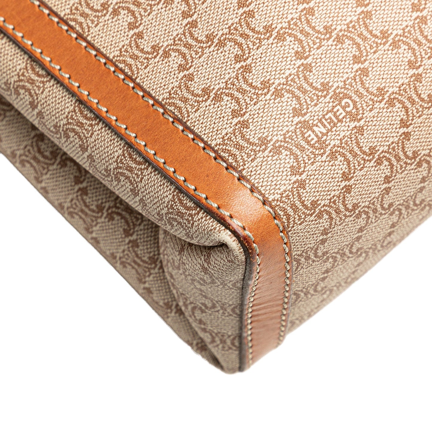 Celine Macadam Coated Canvas Clutch Brown
