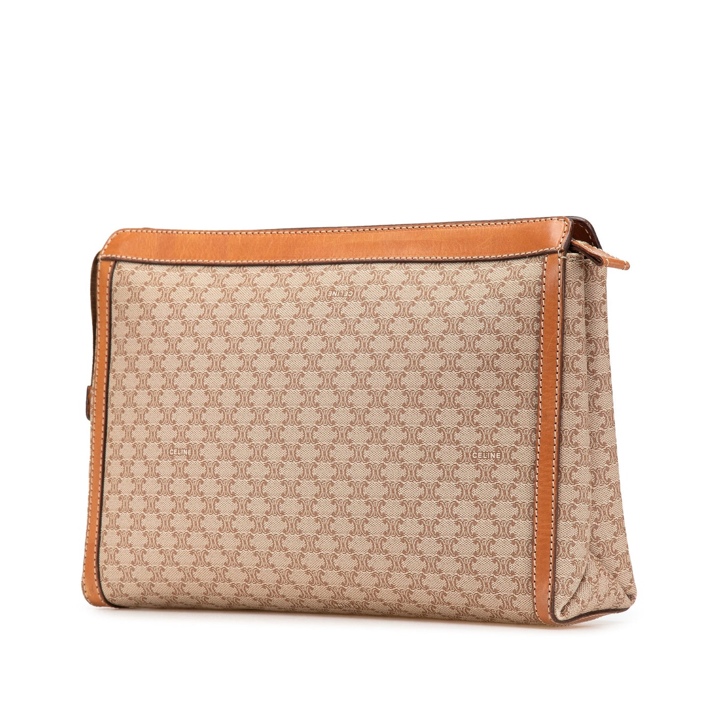 Celine Macadam Coated Canvas Clutch Brown