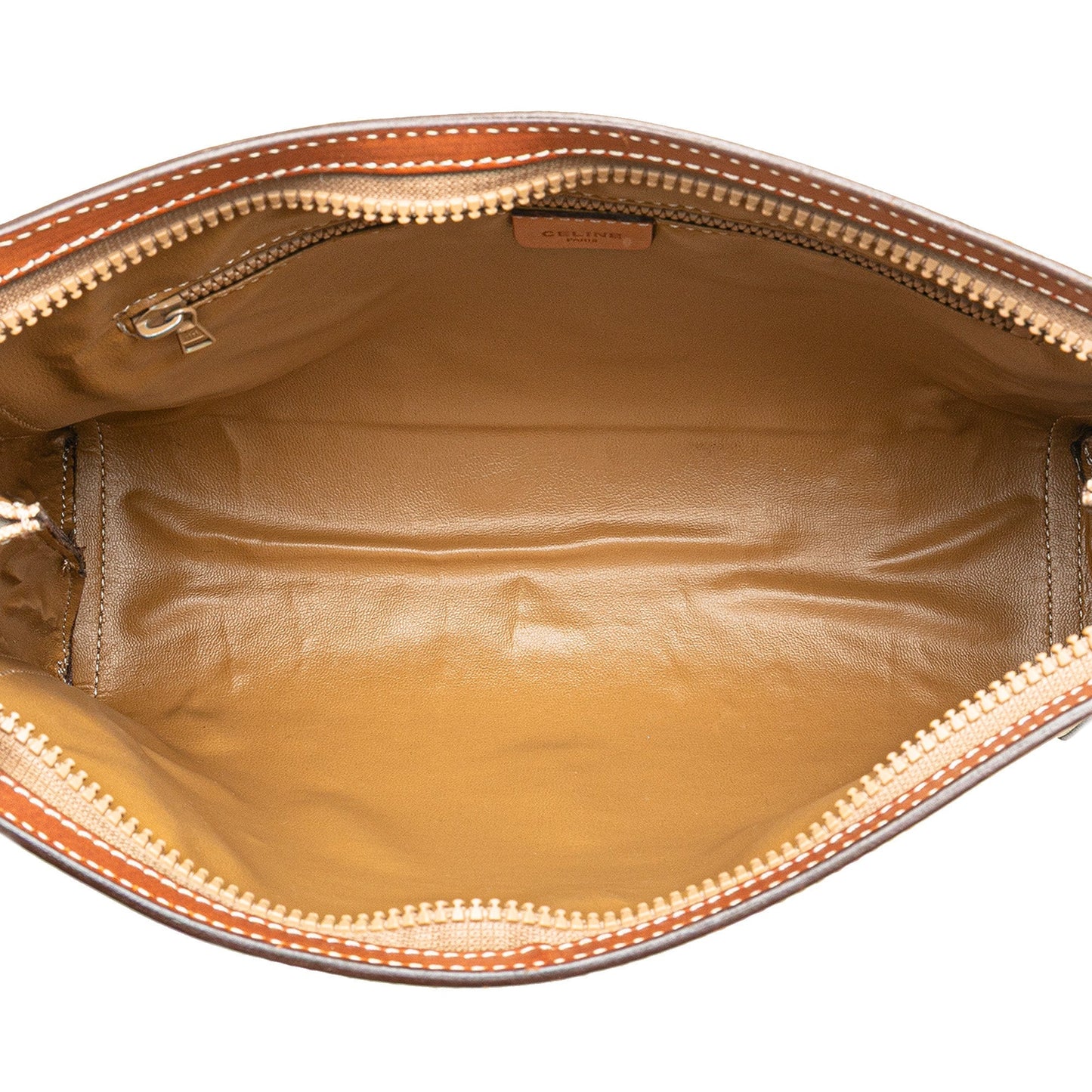 Celine Macadam Coated Canvas Clutch Brown