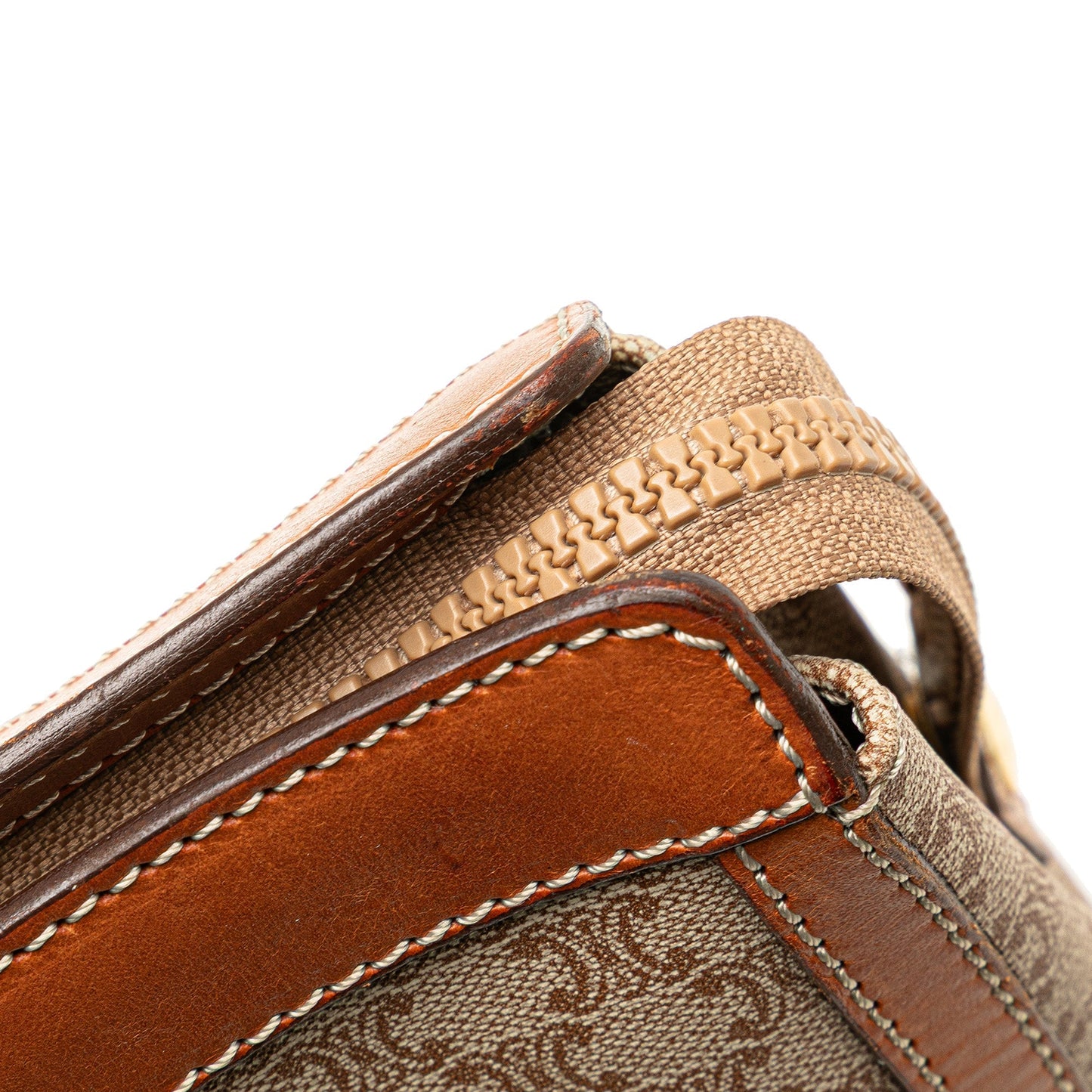 Celine Macadam Coated Canvas Clutch Brown