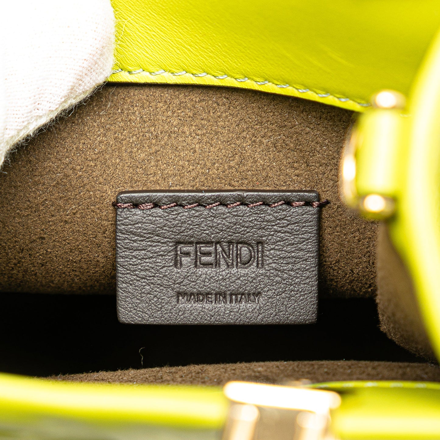 Fendi Mini Zucca Embossed Leather Sunshine Shopper Tote Green