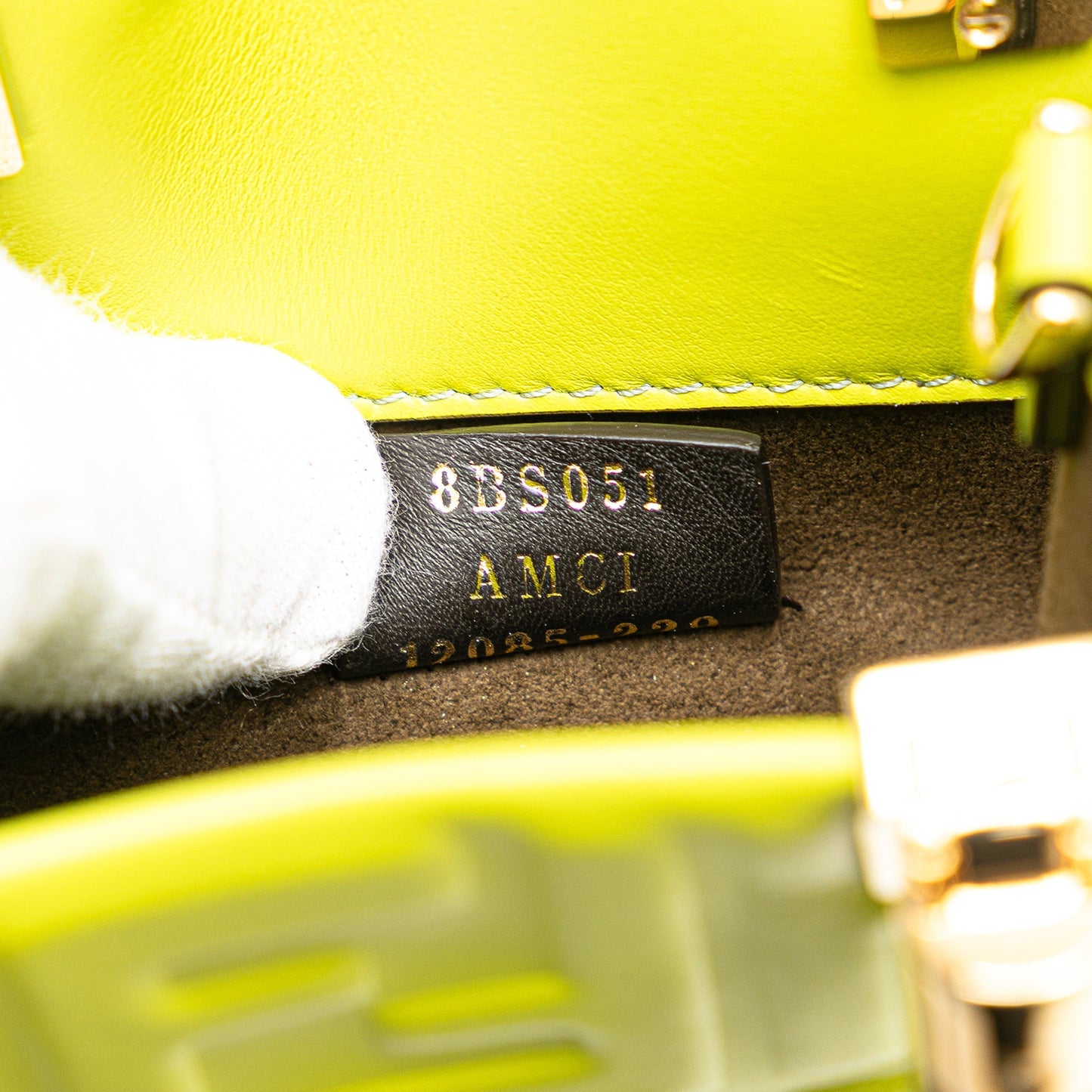 Fendi Mini Zucca Embossed Leather Sunshine Shopper Tote Green