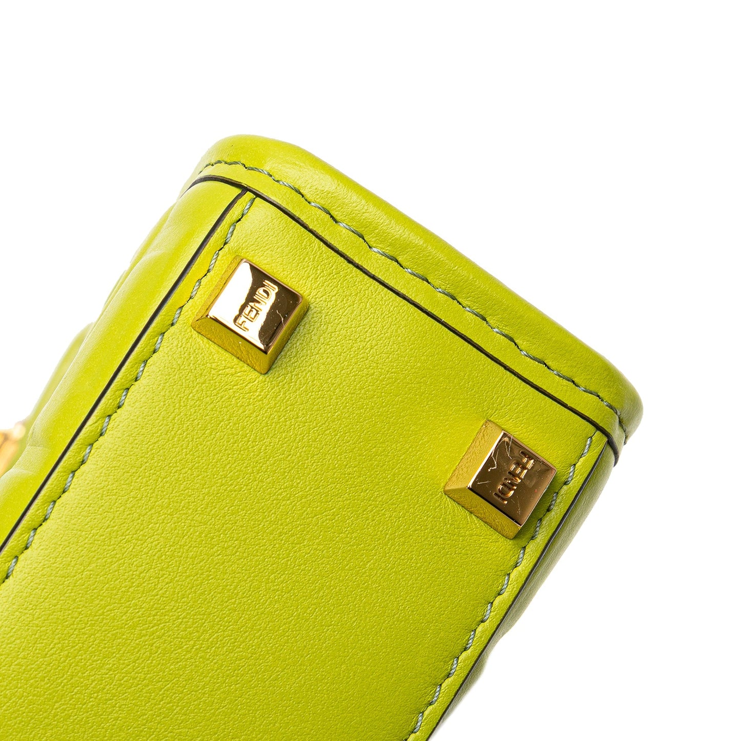 Fendi Mini Zucca Embossed Leather Sunshine Shopper Tote Green
