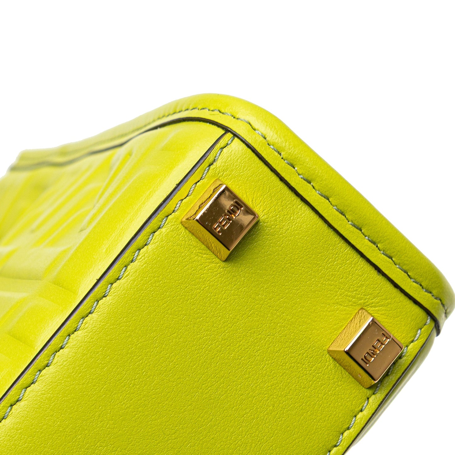 Fendi Mini Zucca Embossed Leather Sunshine Shopper Tote Green