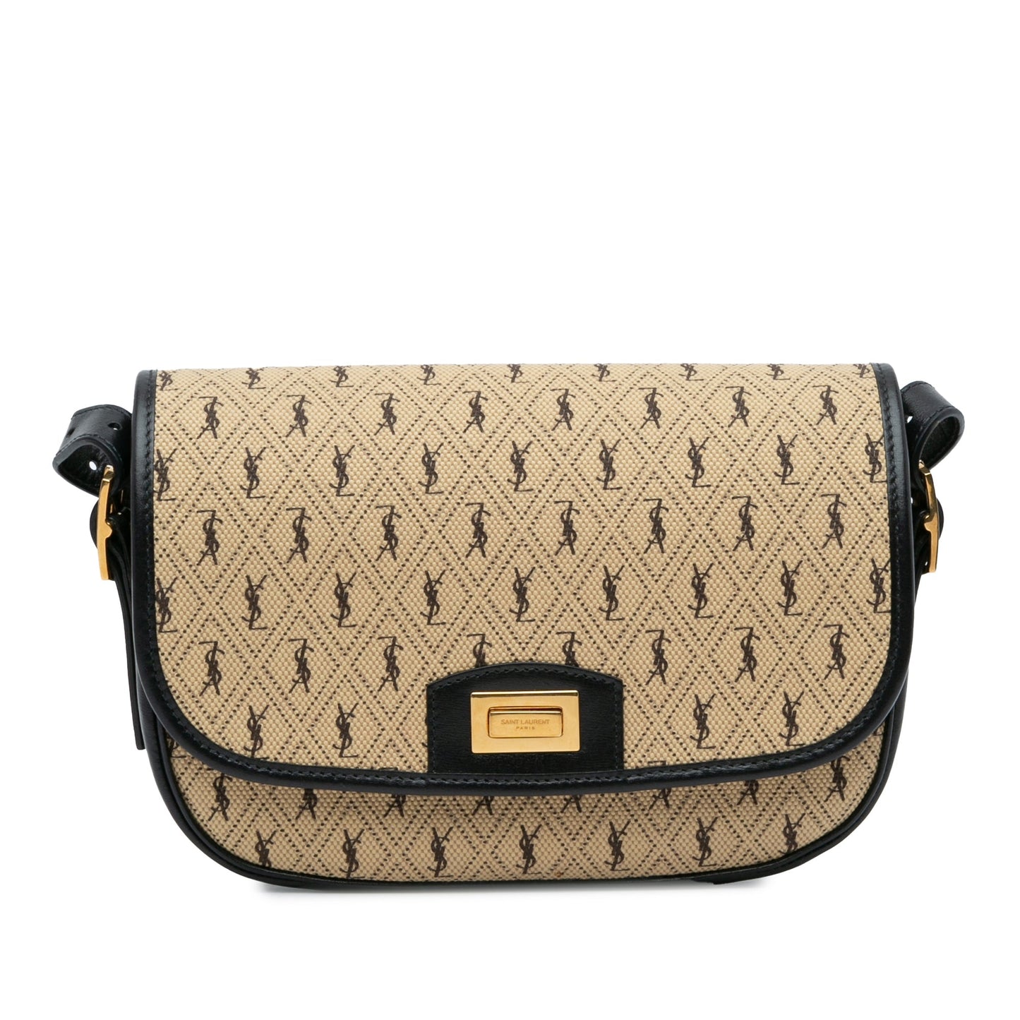 Saint Laurent Medium Canvas Monogram All Over Crossbody Brown