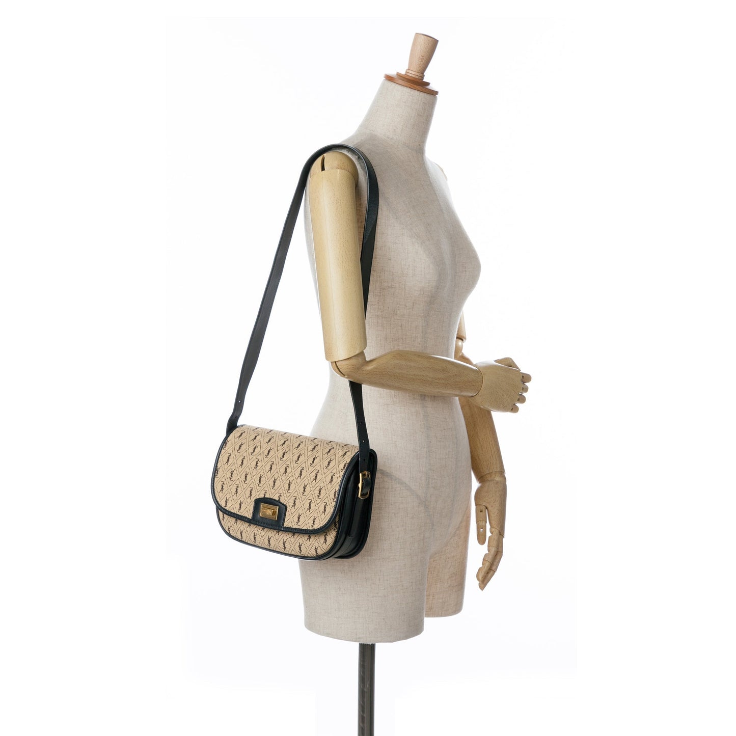 Saint Laurent Medium Canvas Monogram All Over Crossbody Brown