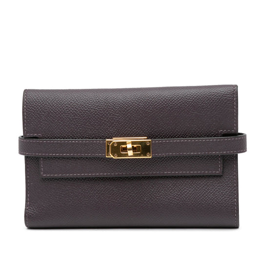 Hermès Medium Epsom Verso Kelly Wallet Purple