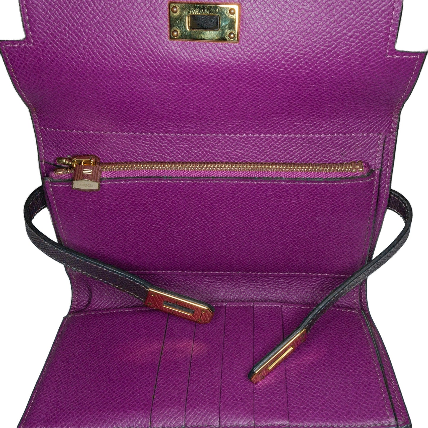 Hermès Medium Epsom Verso Kelly Wallet Purple