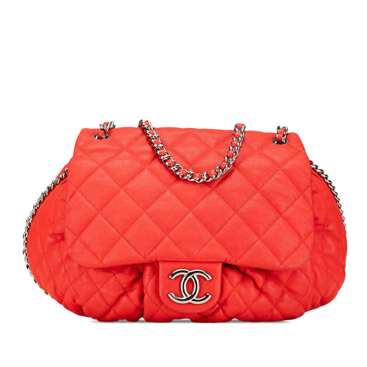 Chanel Large Quilted Lambskin Chain Around Flap Red