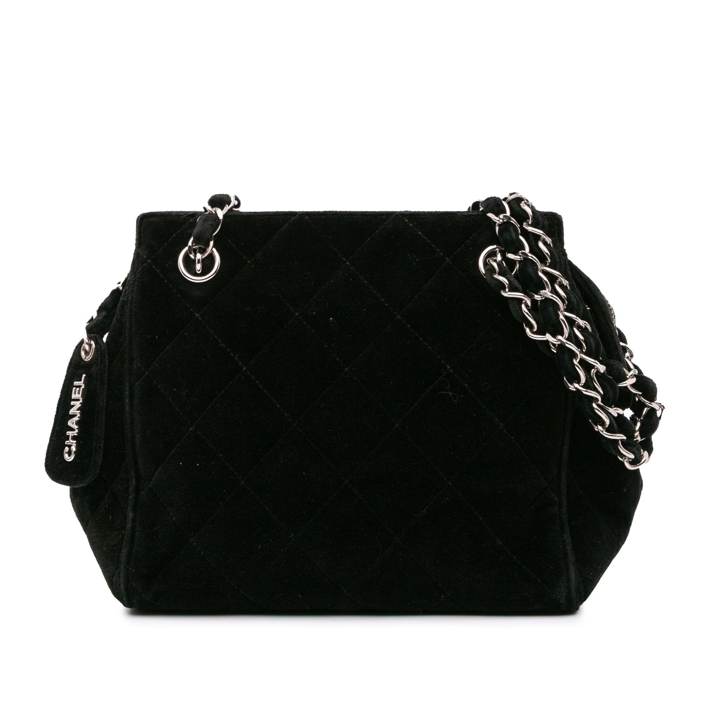 Chanel Quilted Velvet Shoulder Bag Black