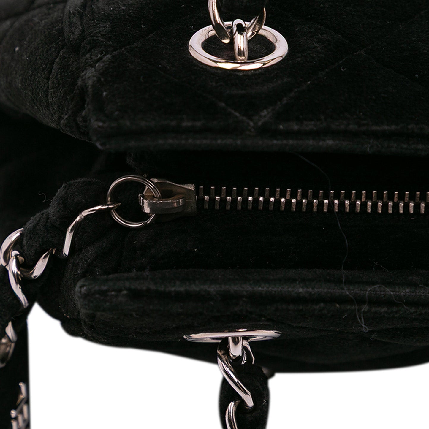 Chanel Quilted Velvet Shoulder Bag Black