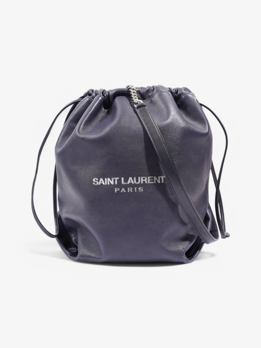 Saint Laurent Teddy Bucket Bag Navy / Silver Leather