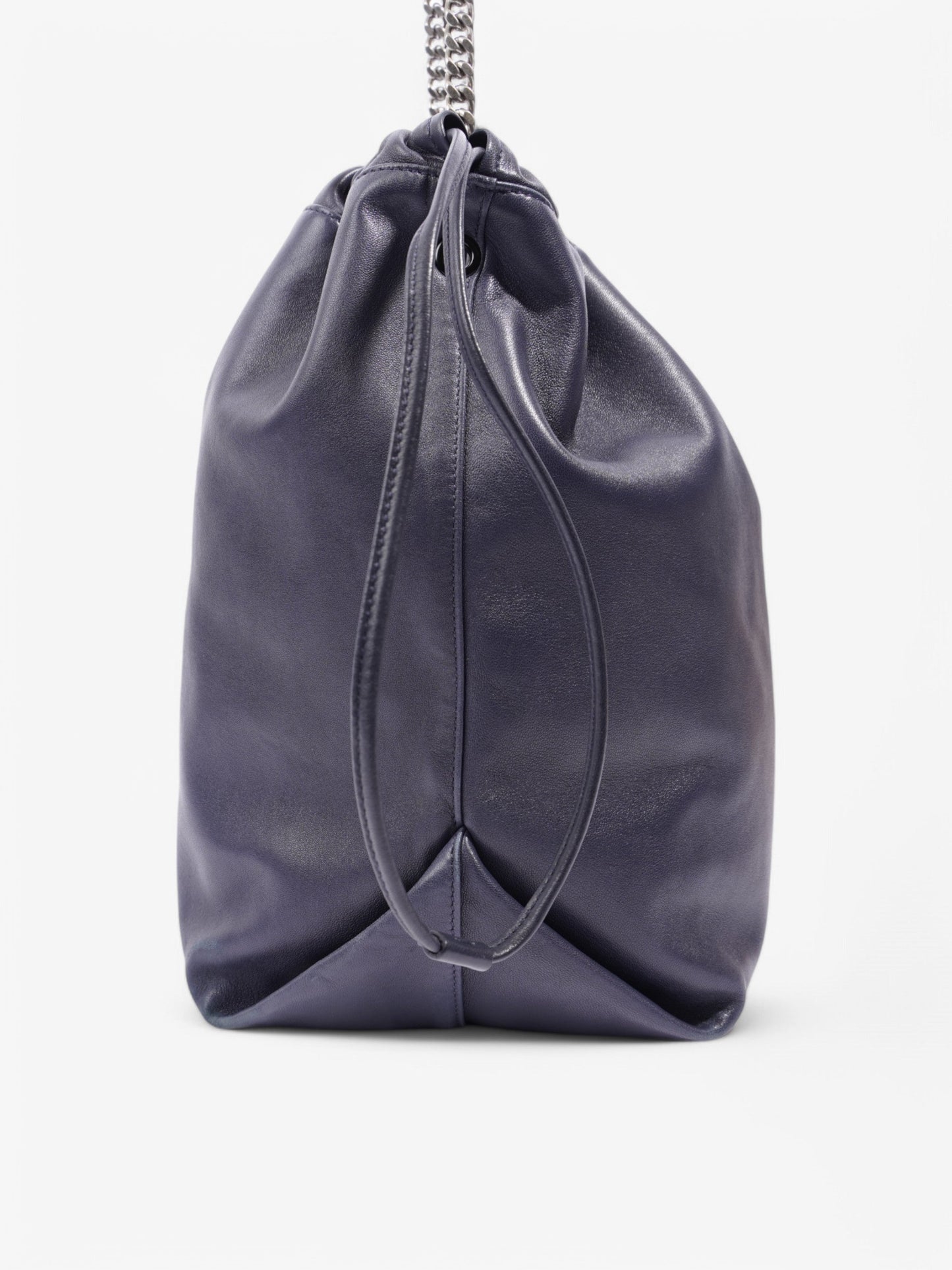 Saint Laurent Teddy Bucket Bag Navy / Silver Leather