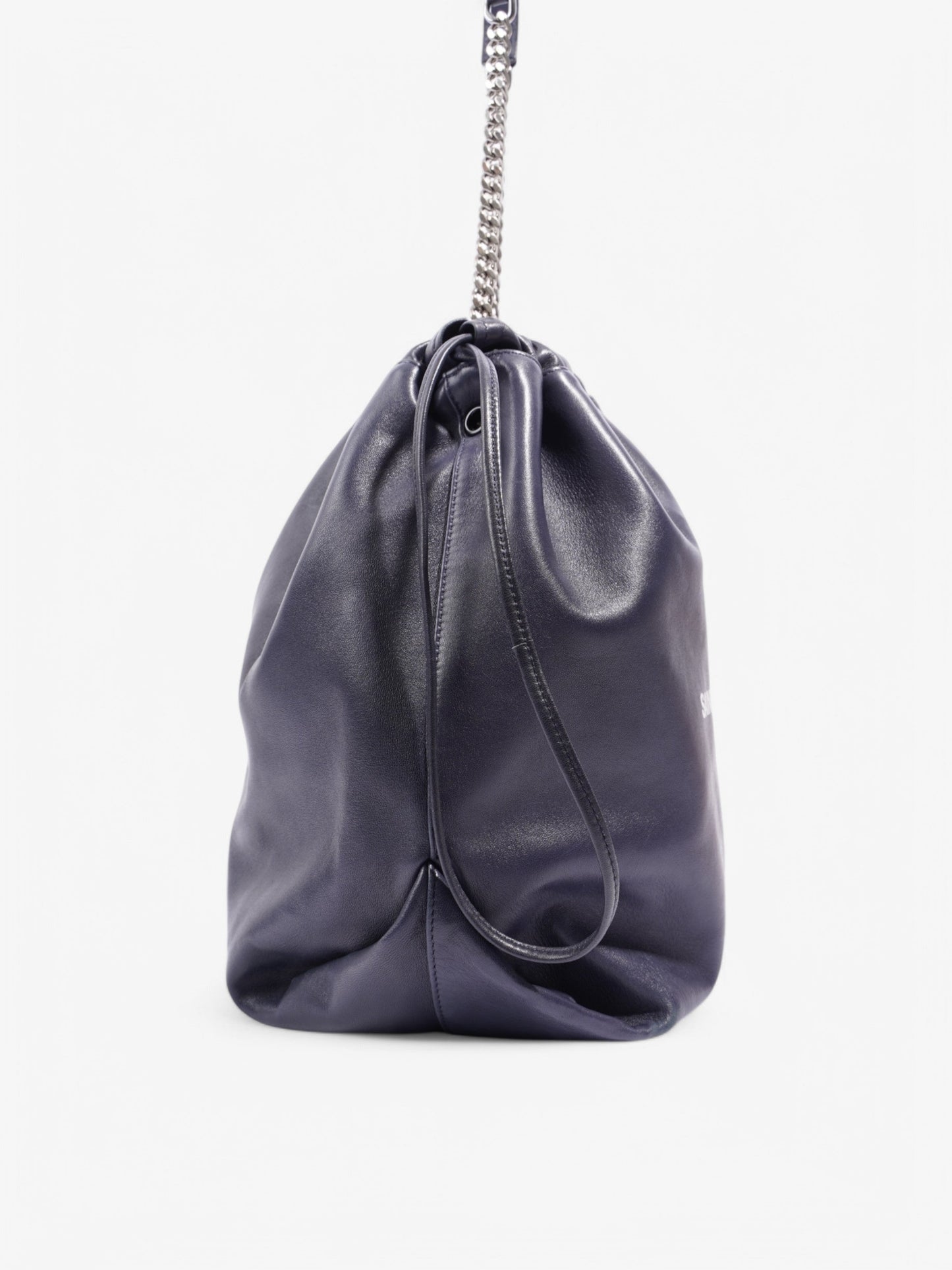 Saint Laurent Teddy Bucket Bag Navy / Silver Leather
