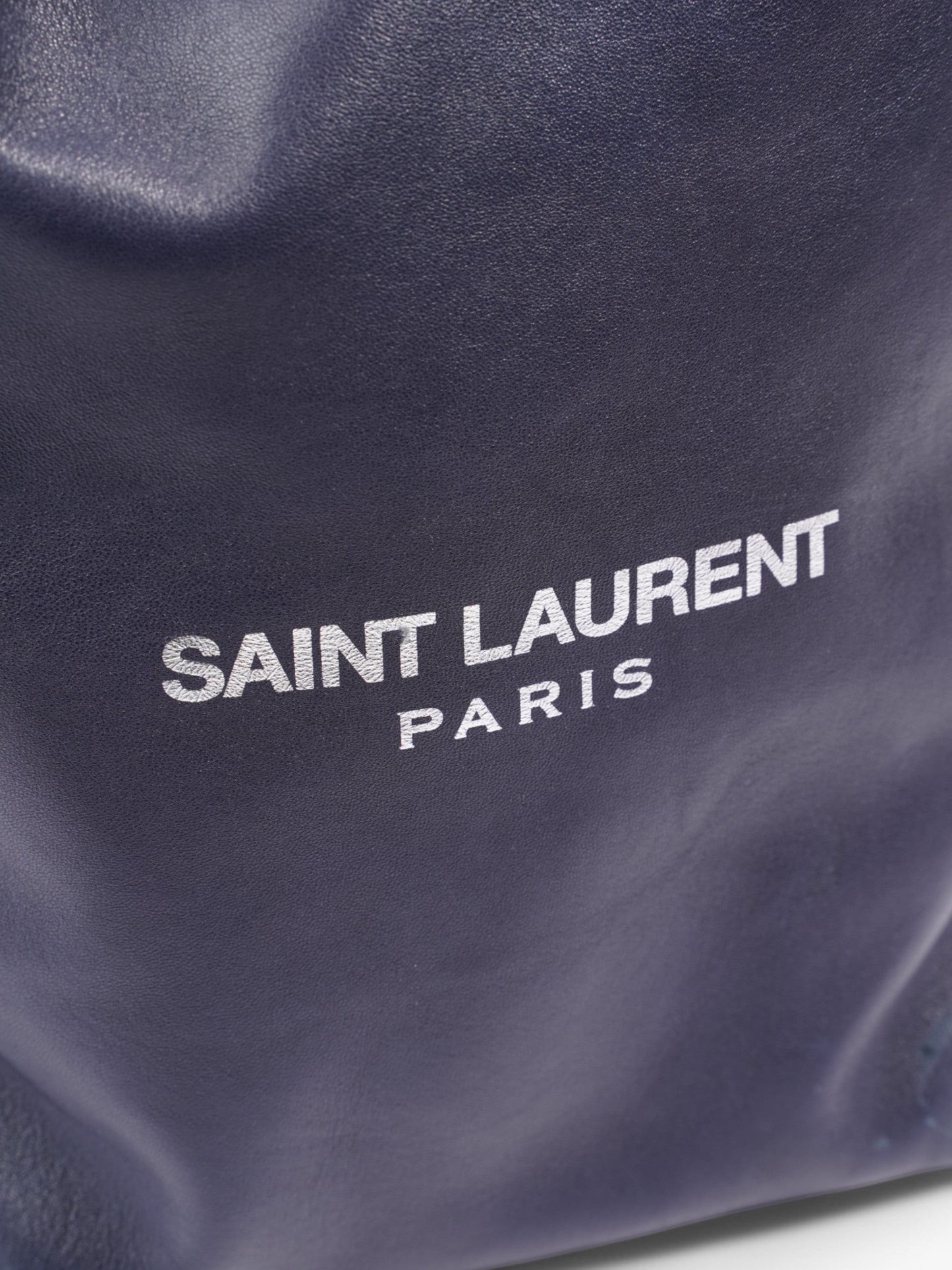 Saint Laurent Teddy Bucket Bag Navy / Silver Leather