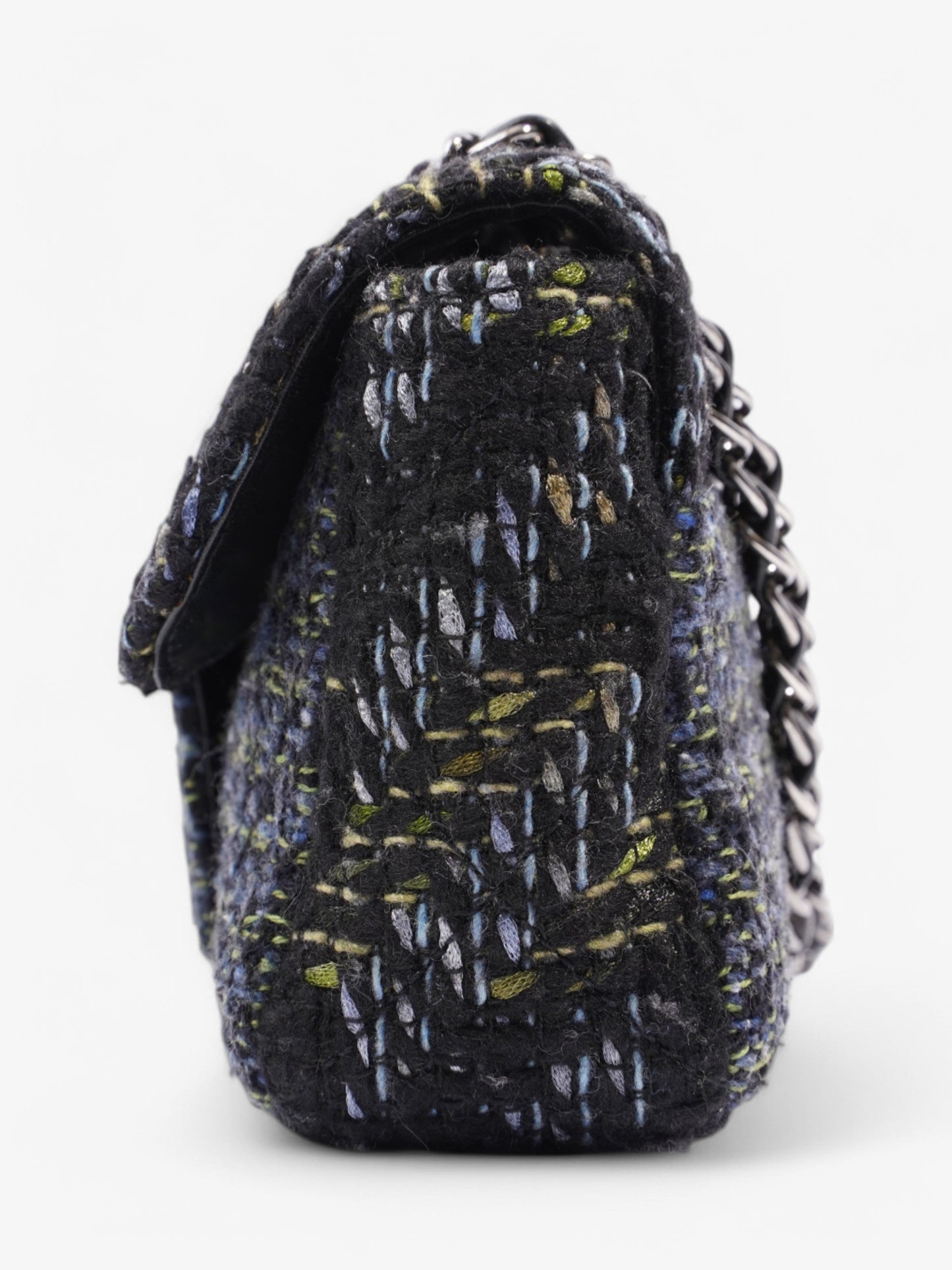 Chanel Fantasy Tweed Shoulder Bag Black / Blue / Green Tweed