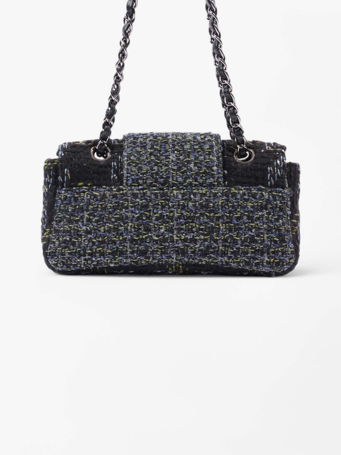Chanel Fantasy Tweed Shoulder Bag Black / Blue / Green Tweed