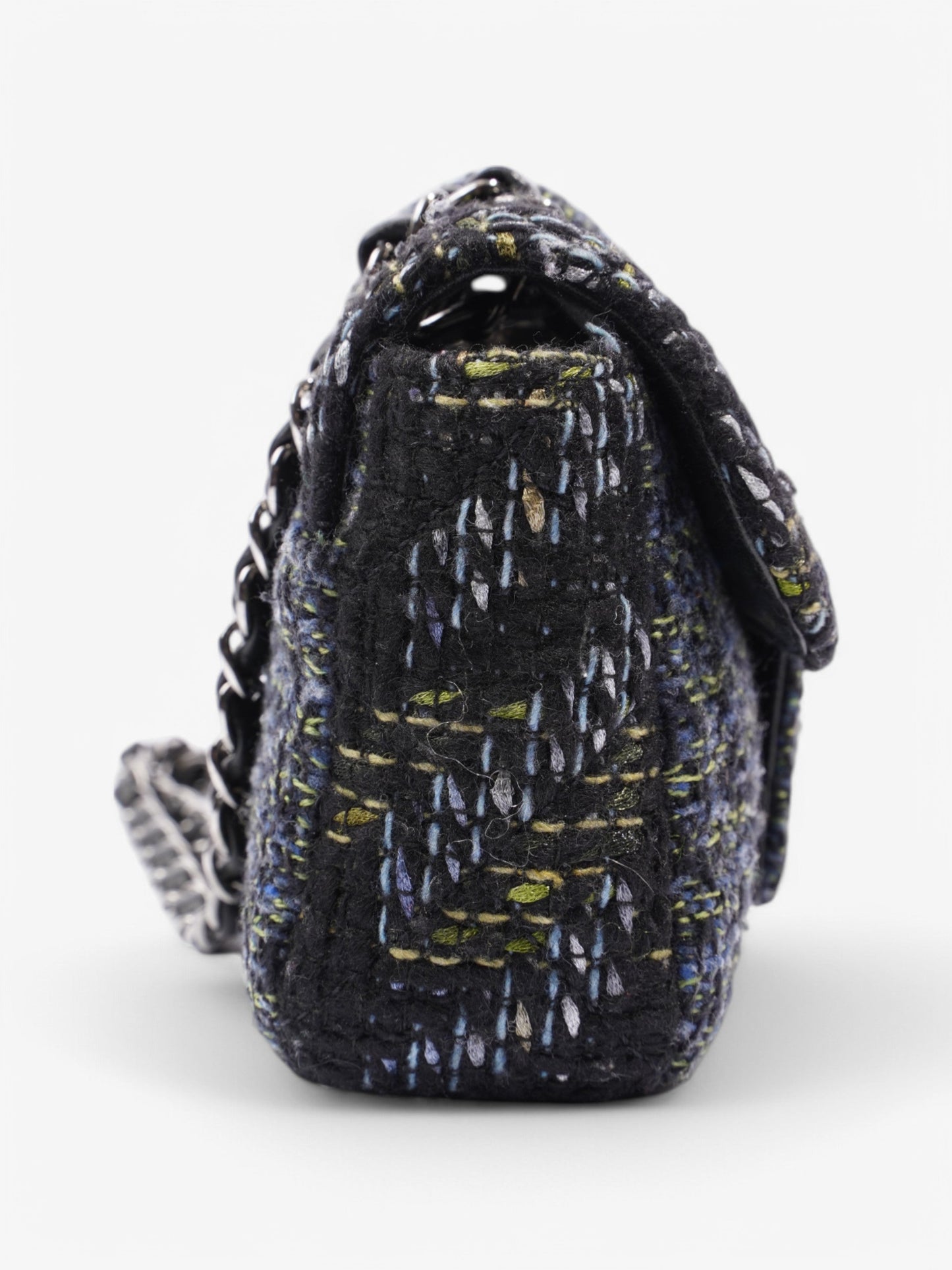 Chanel Fantasy Tweed Shoulder Bag Black / Blue / Green Tweed