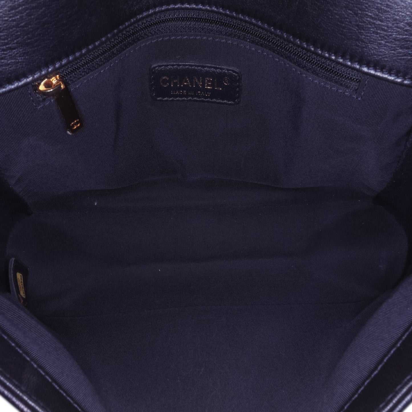 Chanel Large Lambskin Embossed Boy Cube Flap Blue