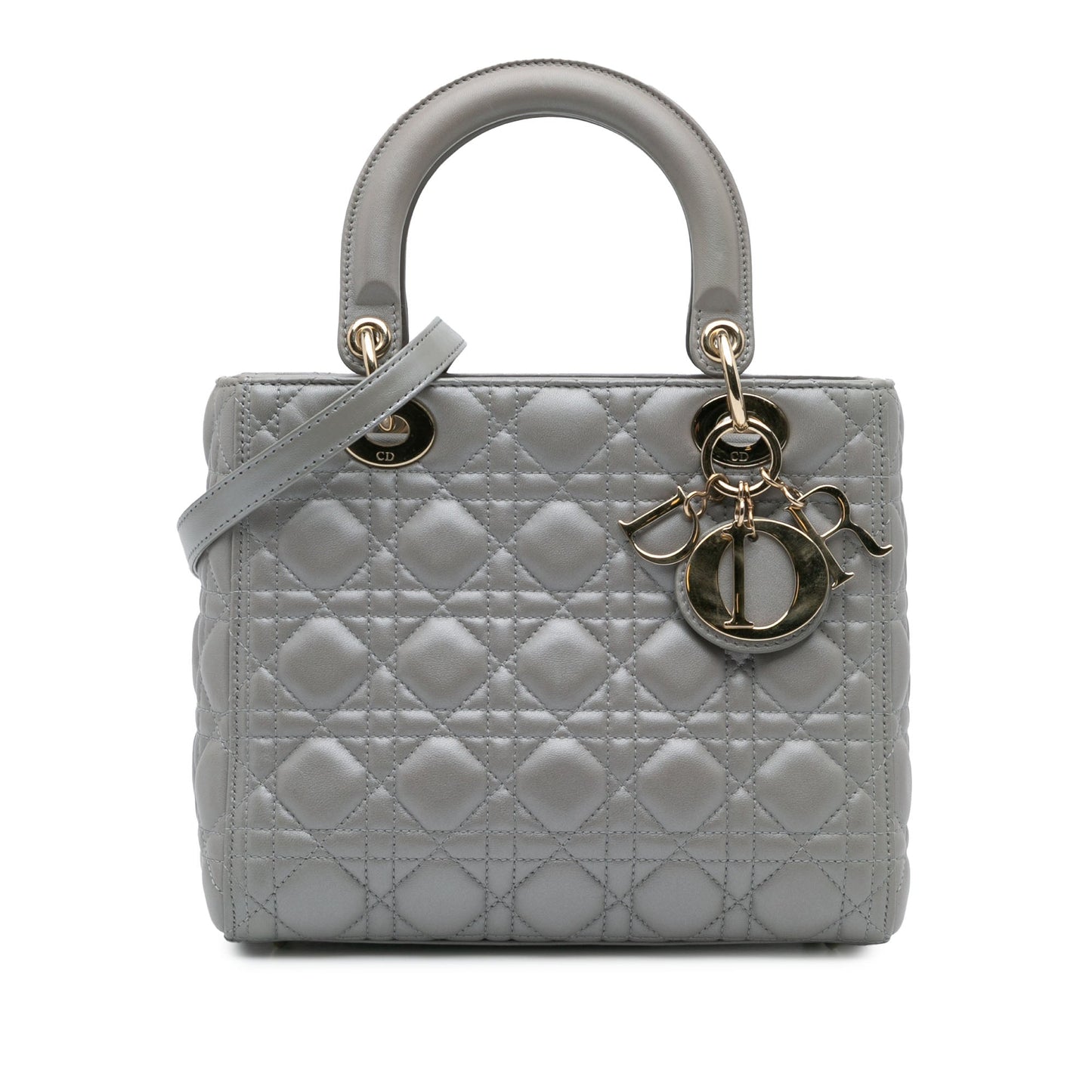 Dior Medium Lambskin Cannage Lady Dior Gray