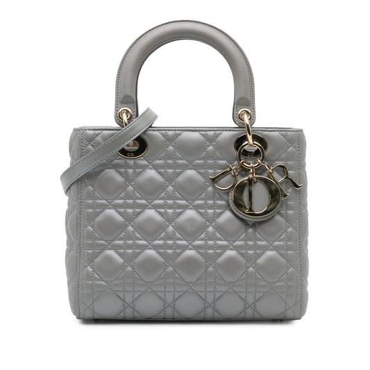 Dior Medium Lambskin Cannage Lady Dior Gray