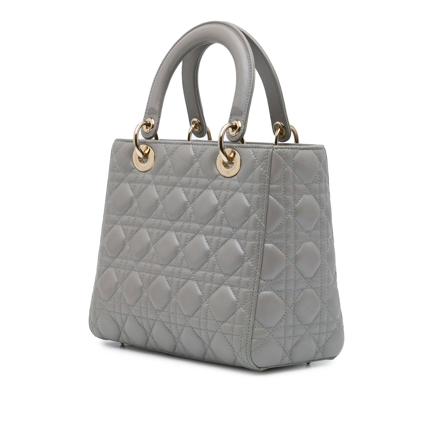 Dior Medium Lambskin Cannage Lady Dior Gray