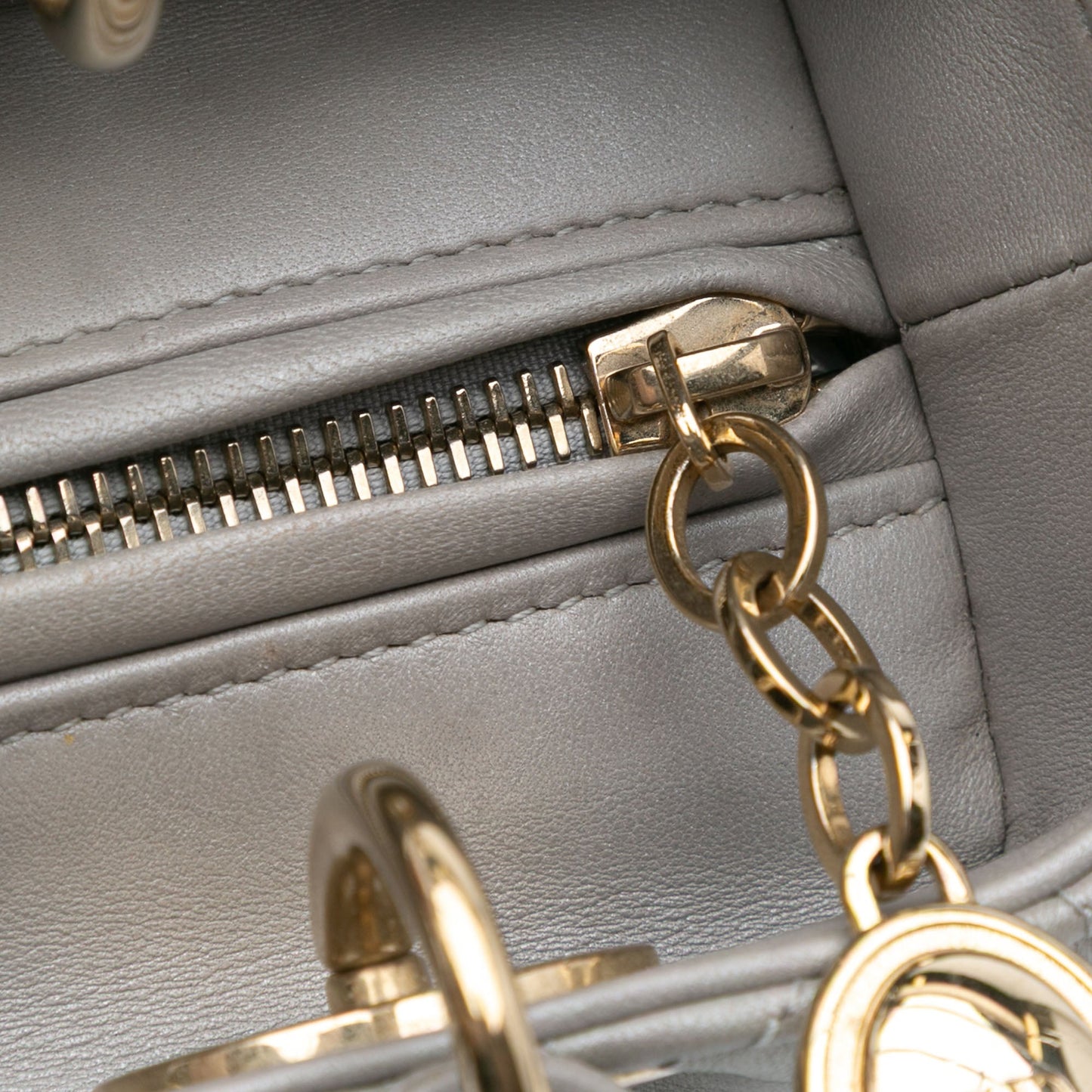 Dior Medium Lambskin Cannage Lady Dior Gray