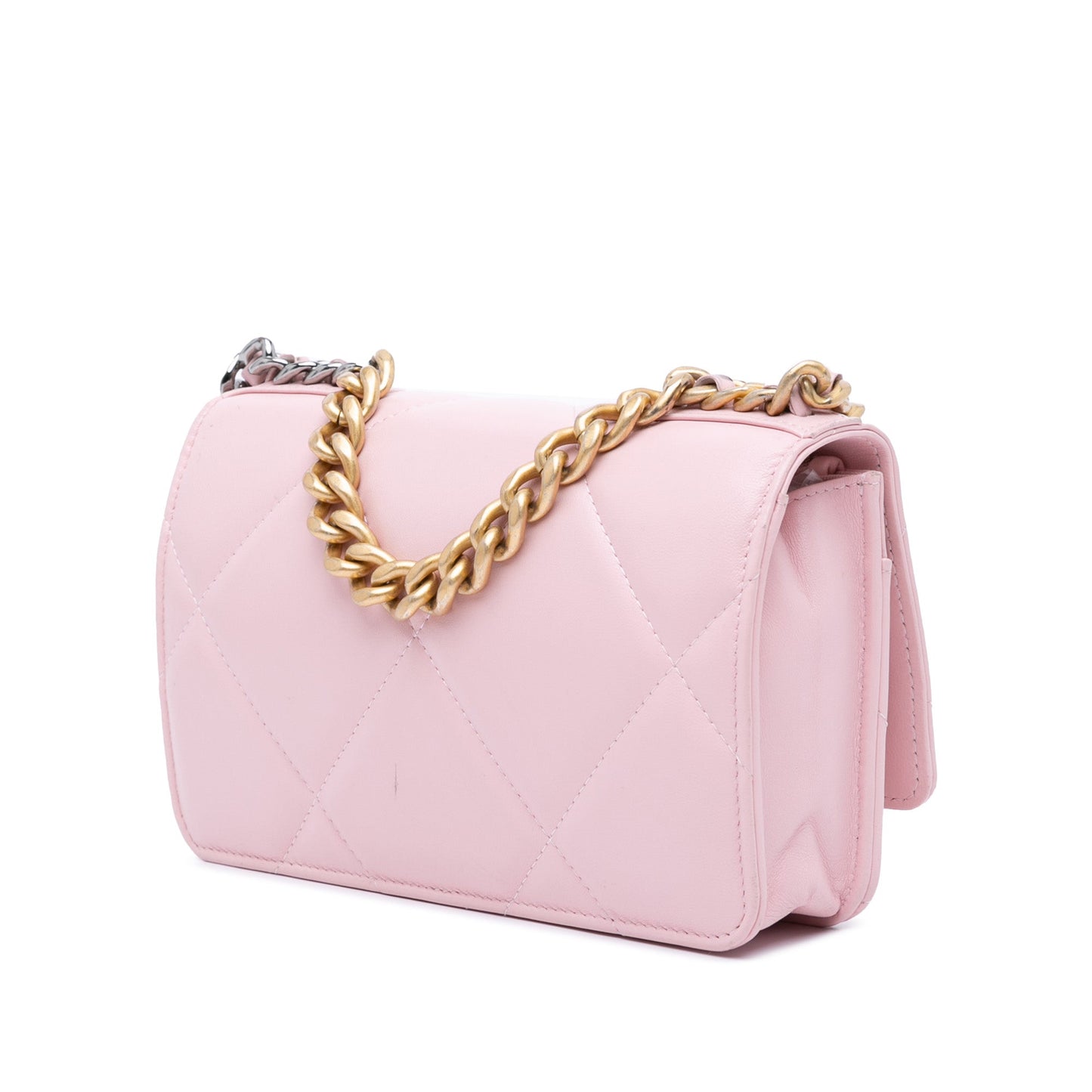 Chanel Quilted Lambskin 19 Wallet on Chain Pink