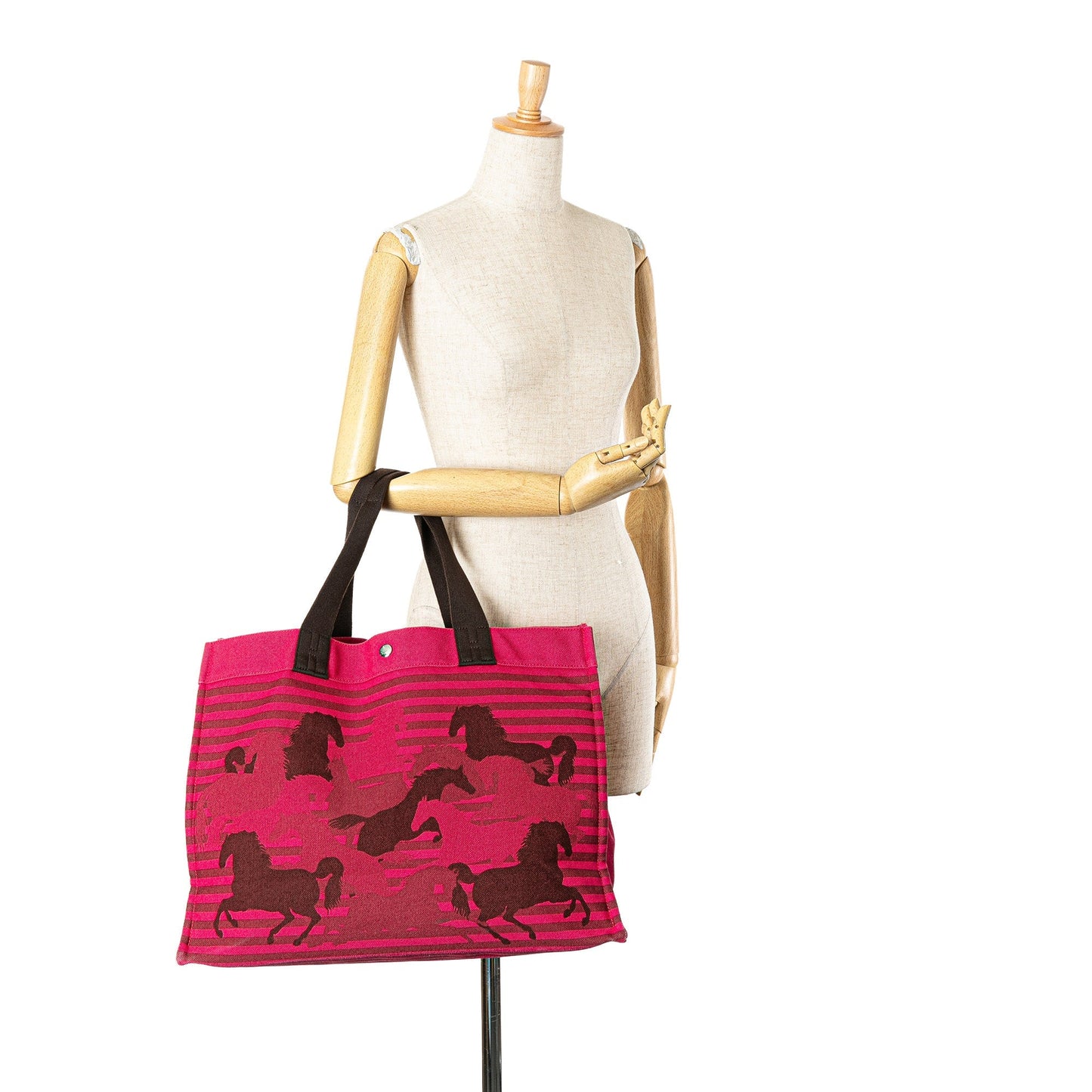 Hermès Toile Chevaux En Camouflage Beach Tote Pink