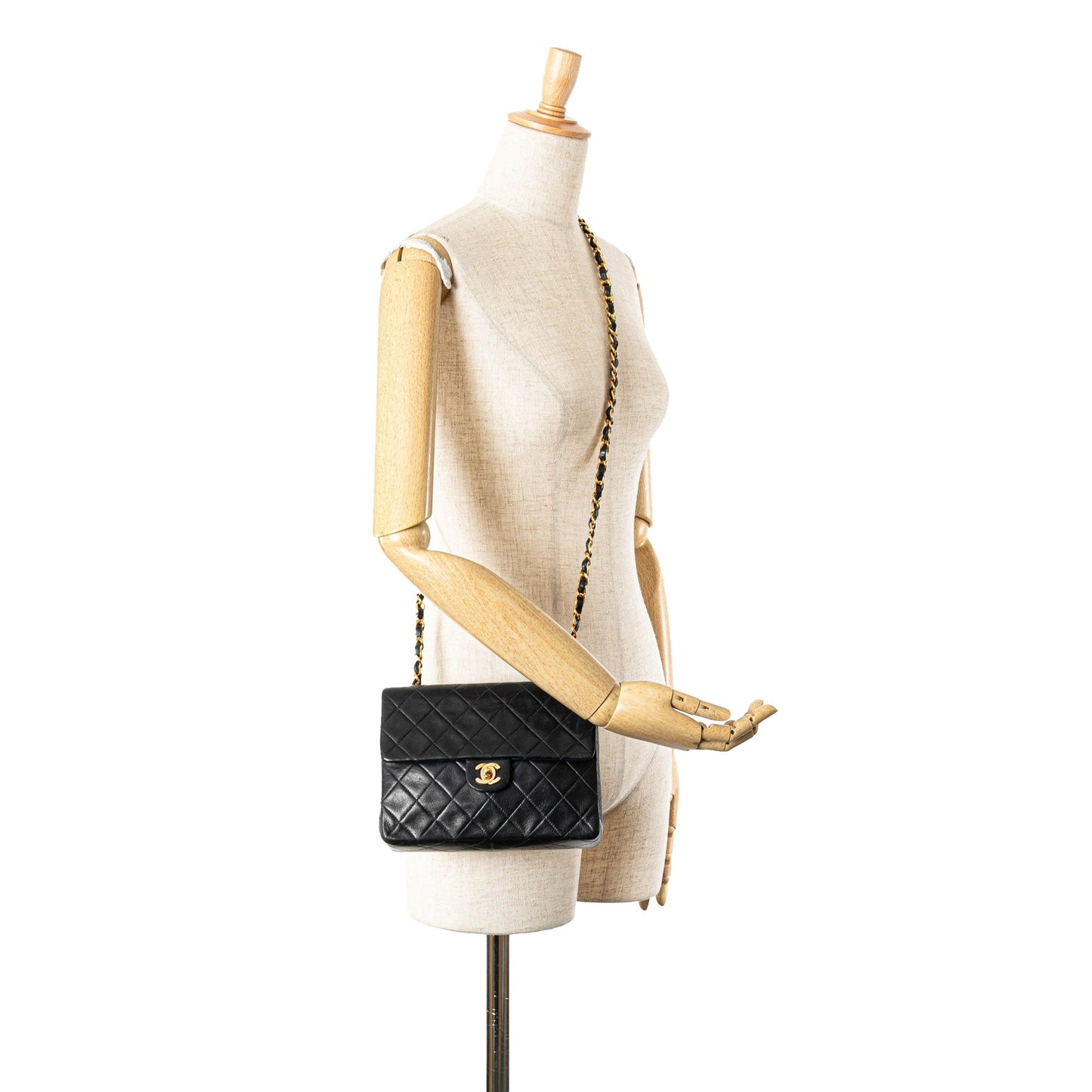 Chanel Mini Square Quilted Lambskin Single Flap Black