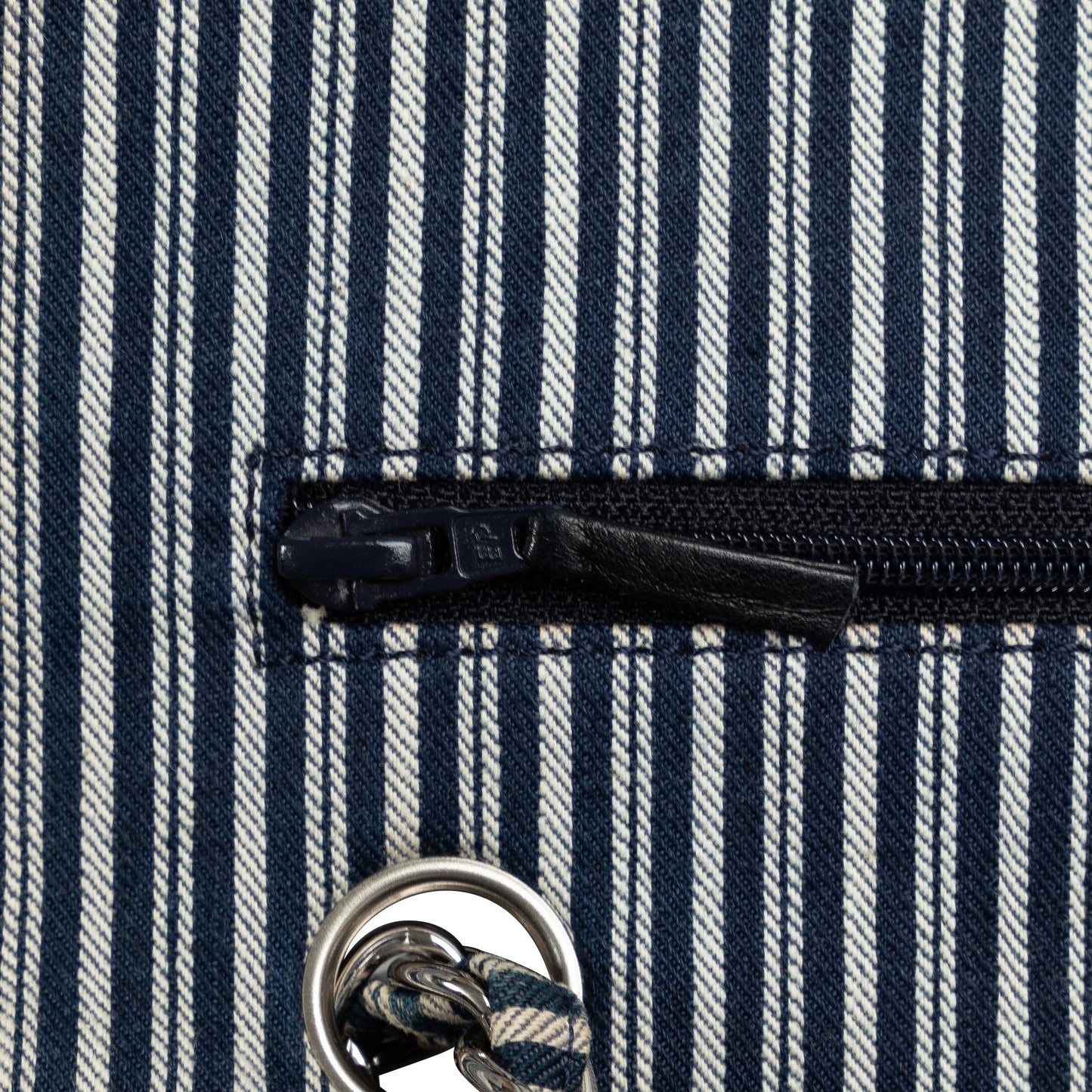 Chanel Medium Cotton Striped Double Flap Blue